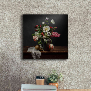 'Pear And Parrot Tulip Still Life' by Leah McLean Giclee Canvas Wall Art,18 x 18