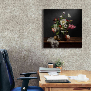 'Pear And Parrot Tulip Still Life' by Leah McLean Giclee Canvas Wall Art,26 x 26