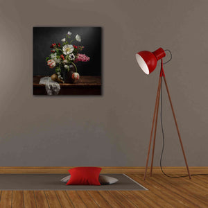 'Pear And Parrot Tulip Still Life' by Leah McLean Giclee Canvas Wall Art,26 x 26