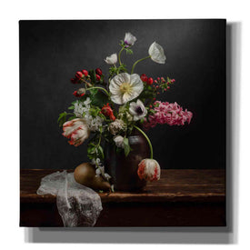 'Pear And Parrot Tulip Still Life' by Leah McLean Giclee Canvas Wall Art