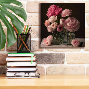 'Rose And Peony Dark Duet' by Leah McLean Giclee Canvas Wall Art,12 x 12
