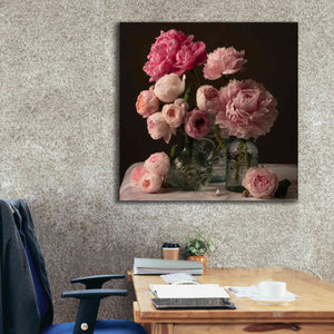 'Rose And Peony Dark Duet' by Leah McLean Giclee Canvas Wall Art,37 x 37