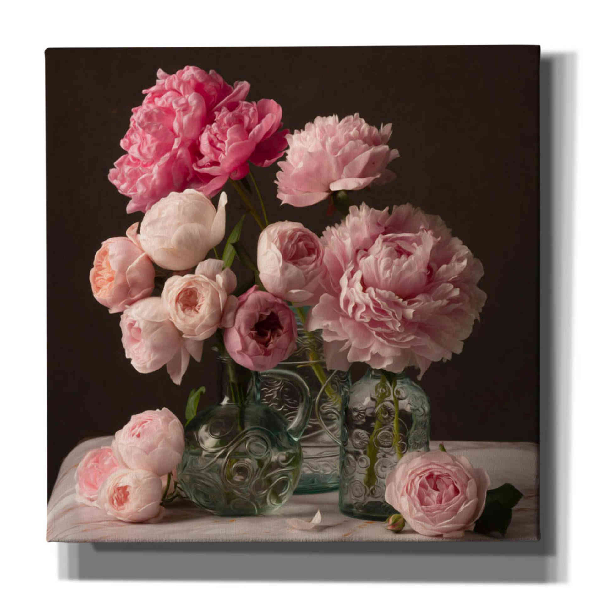 'Rose And Peony Dark Duet' by Leah McLean Giclee Canvas Wall Art