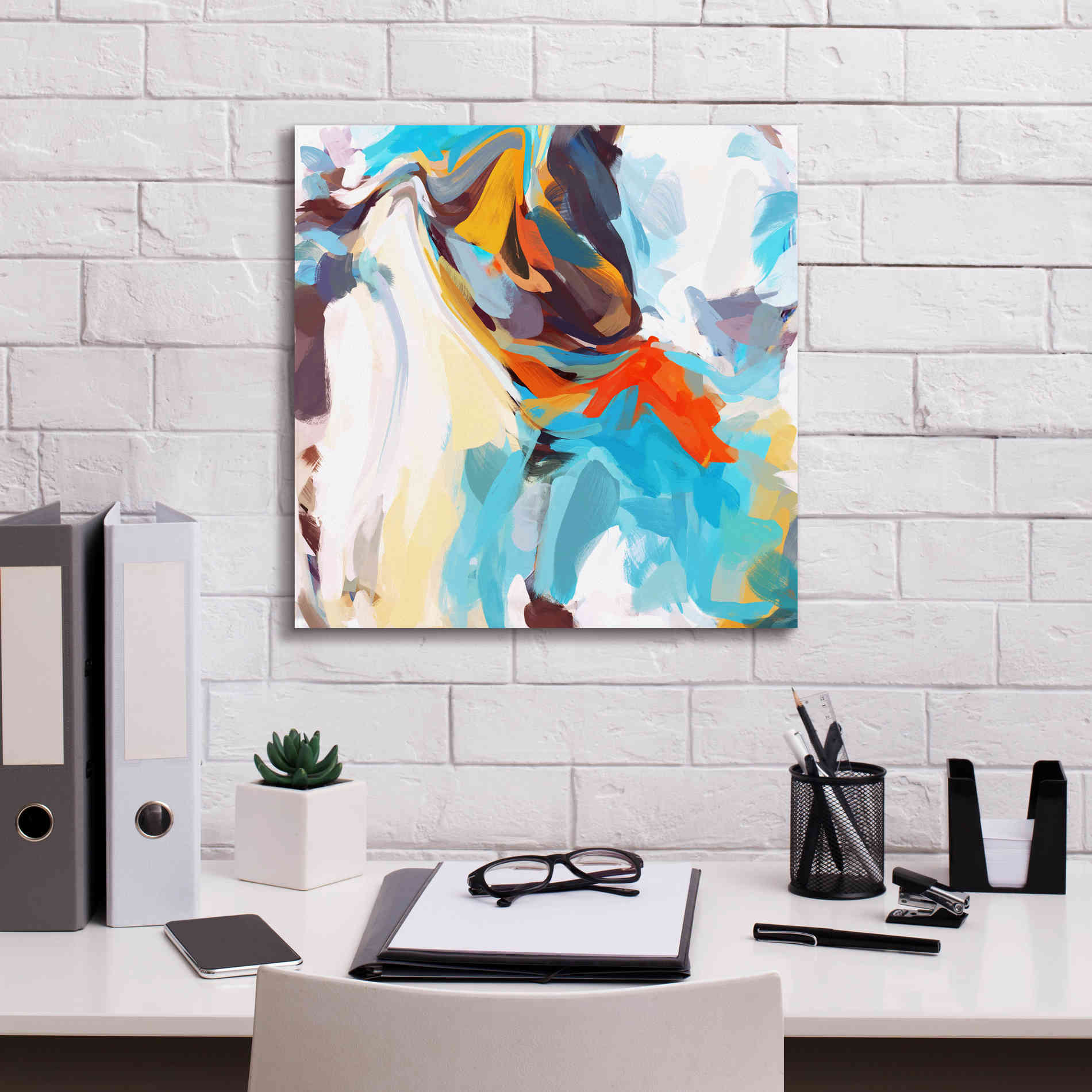 'Abstract Colorful Flows 12' by Irena Orlov Giclee Canvas Wall Art,18 x 18