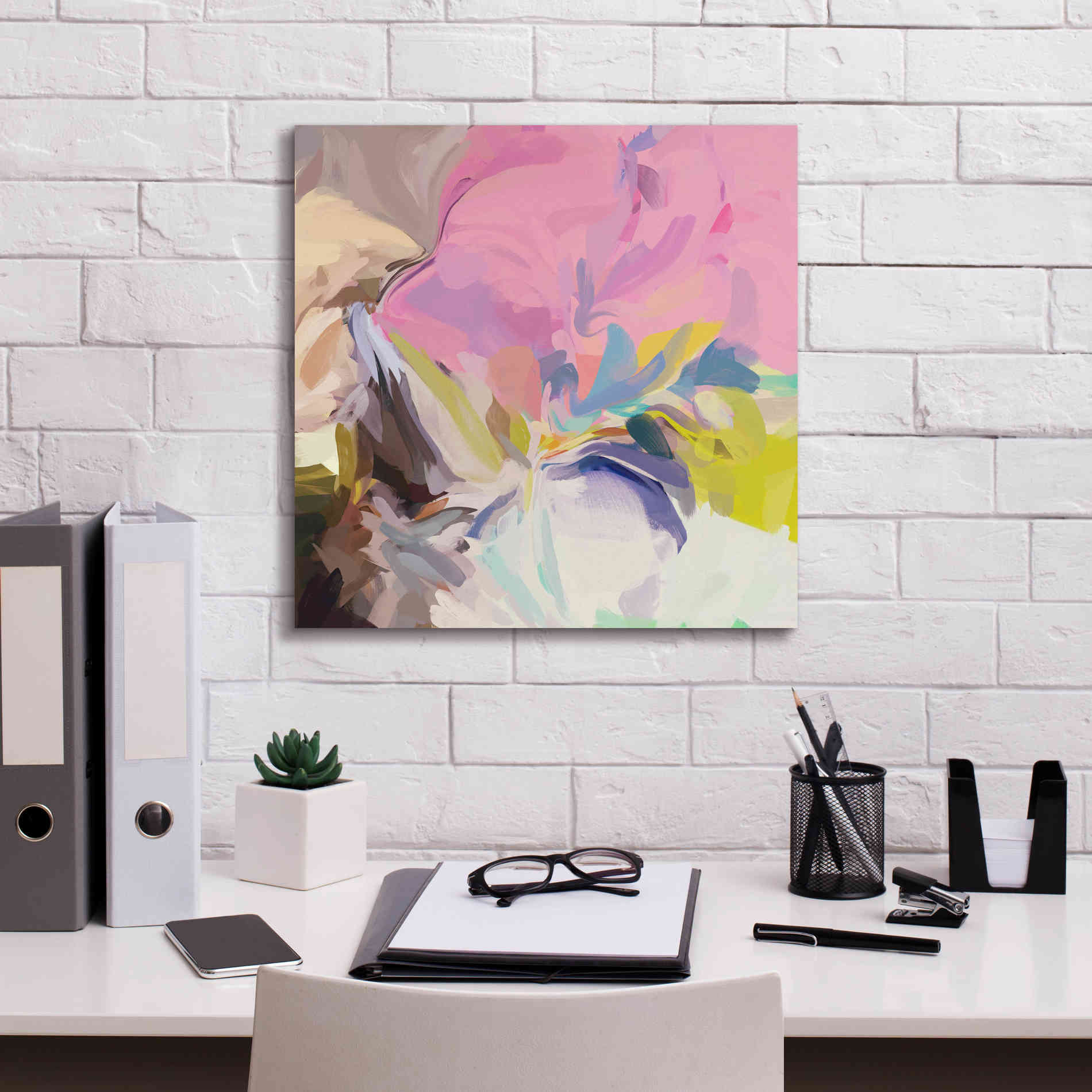 'Abstract Colorful Flows 13' by Irena Orlov Giclee Canvas Wall Art,18 x 18