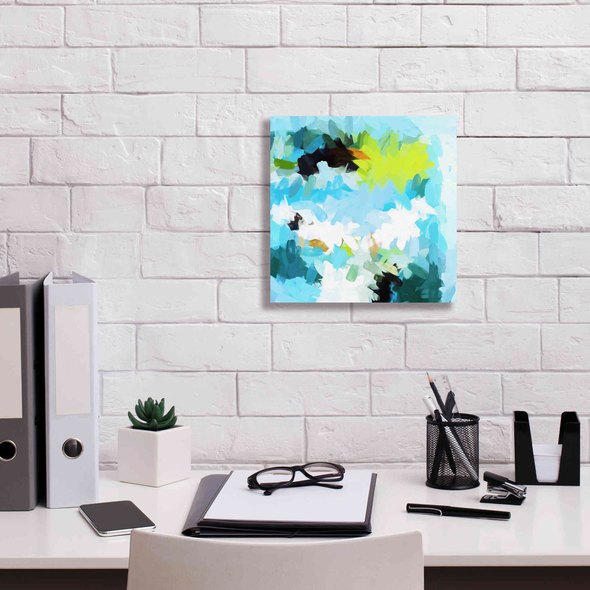 'Abstract Colorful Flows 15' by Irena Orlov Giclee Canvas Wall Art,12 x 12