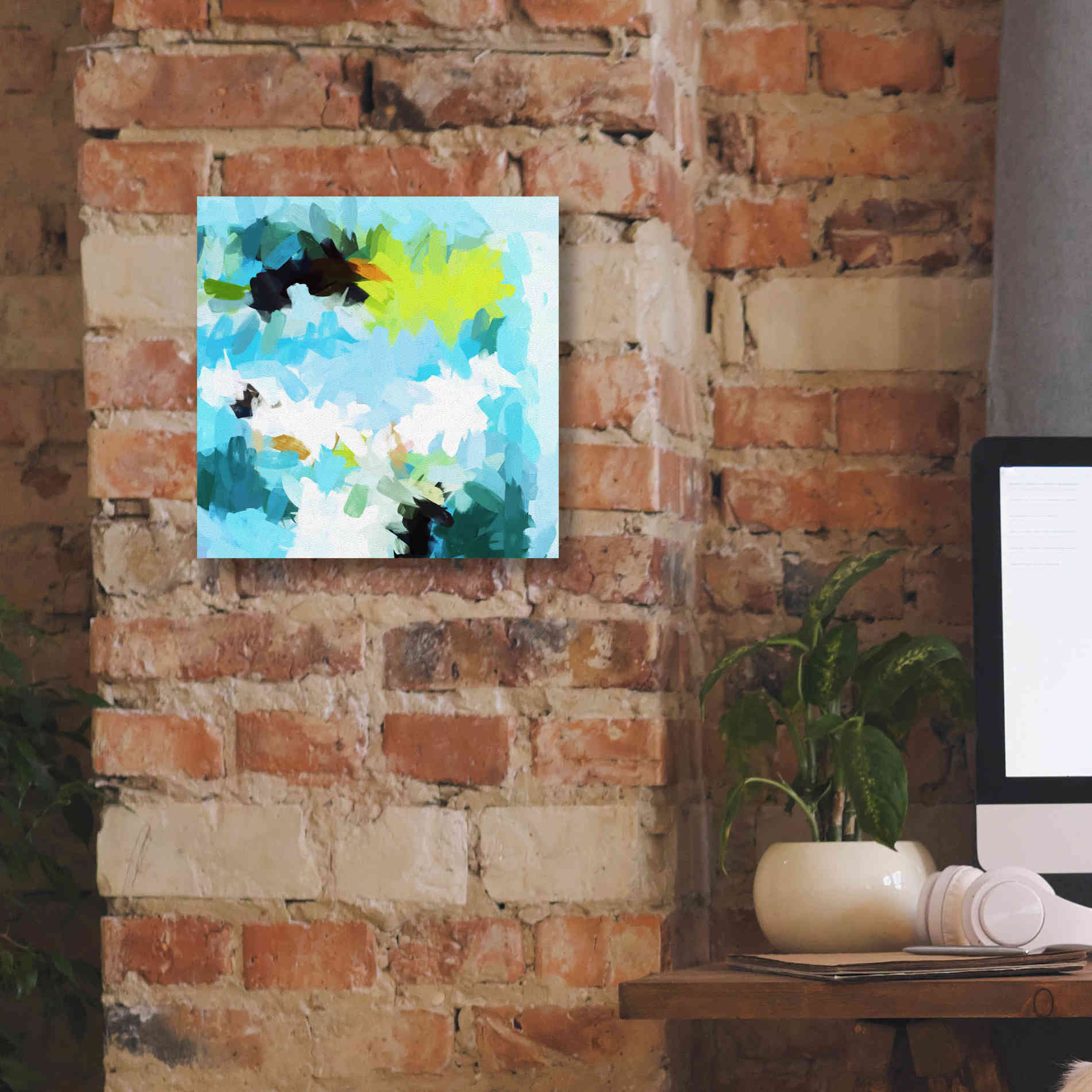 'Abstract Colorful Flows 15' by Irena Orlov Giclee Canvas Wall Art,12 x 12