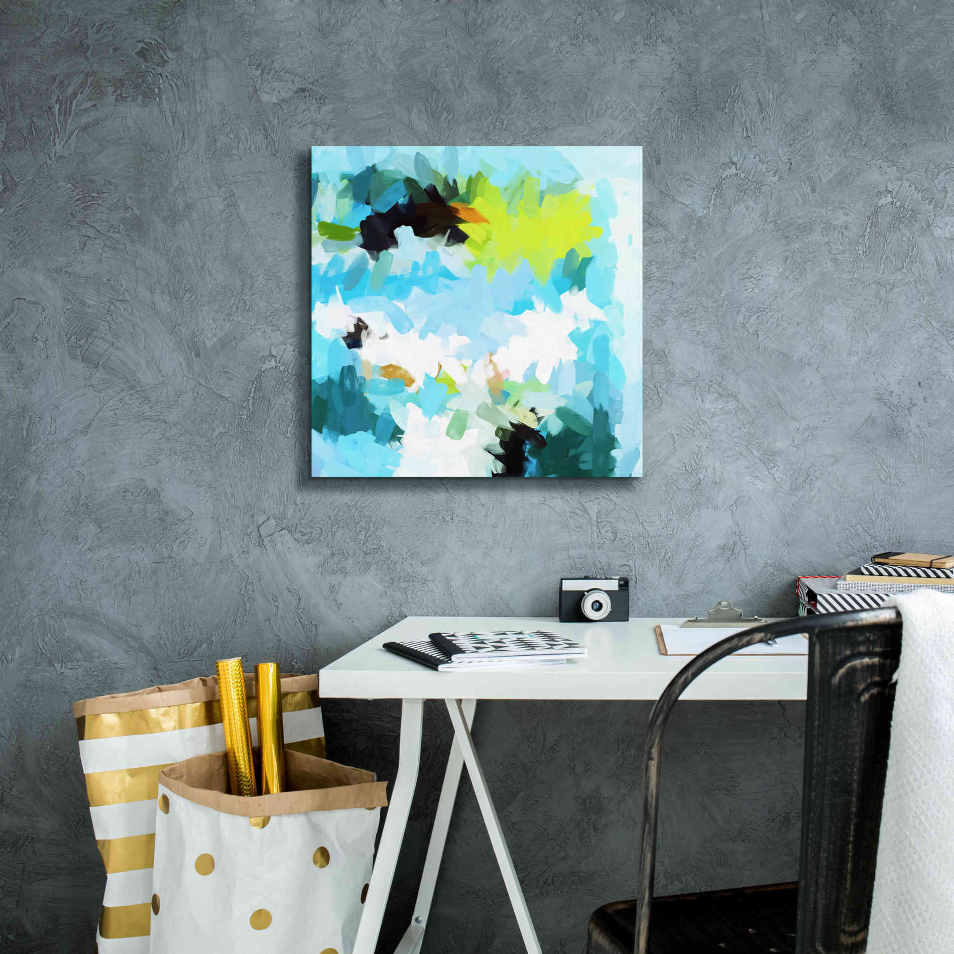 'Abstract Colorful Flows 15' by Irena Orlov Giclee Canvas Wall Art,18 x 18