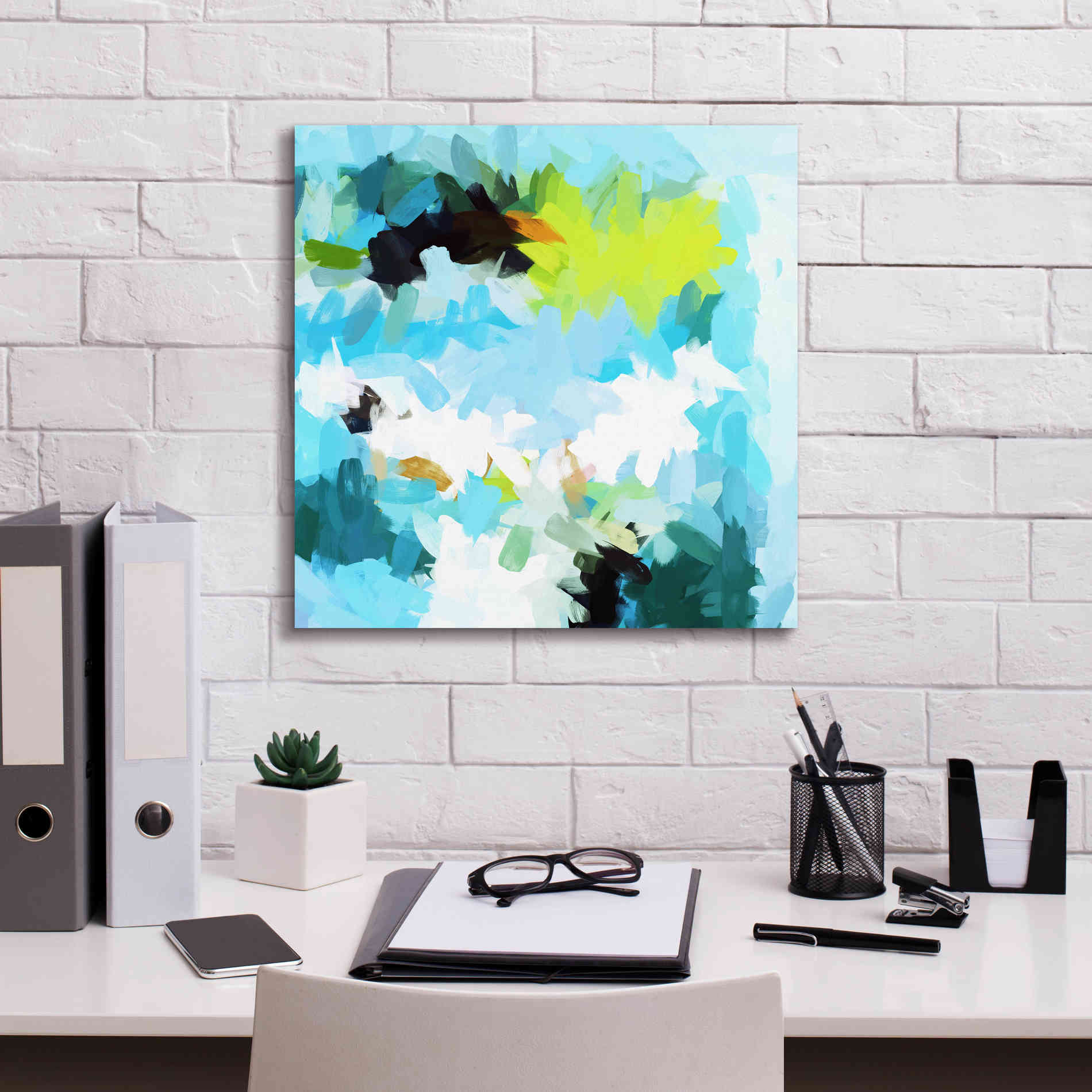 'Abstract Colorful Flows 15' by Irena Orlov Giclee Canvas Wall Art,18 x 18