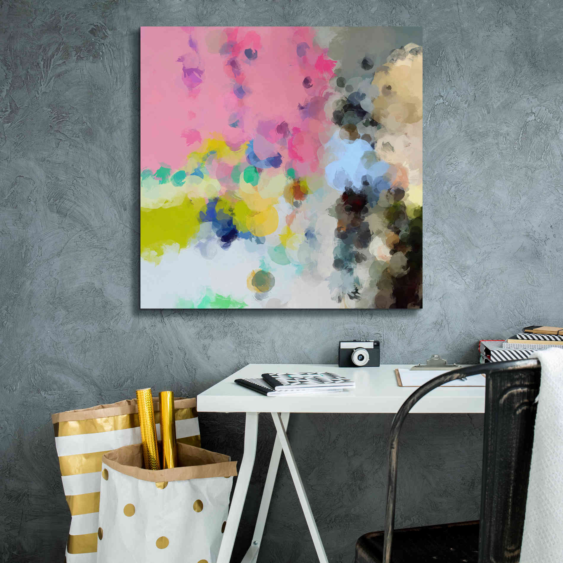 'Abstract Colorful Flows 20' by Irena Orlov Giclee Canvas Wall Art,26 x 26