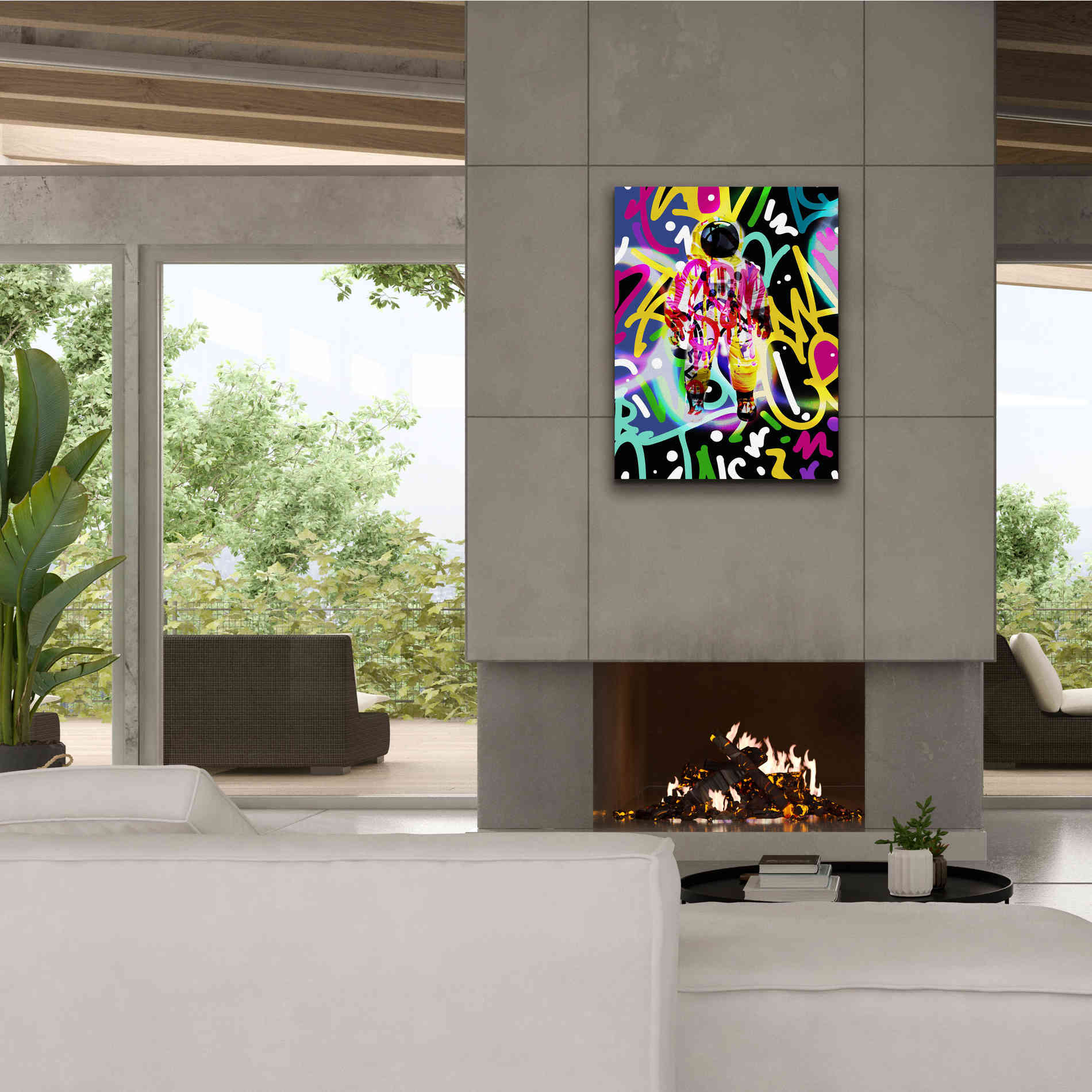 'Colorful Astronaut Graffiti Art 12' by Irena Orlov Giclee Canvas Wall Art,26 x 34