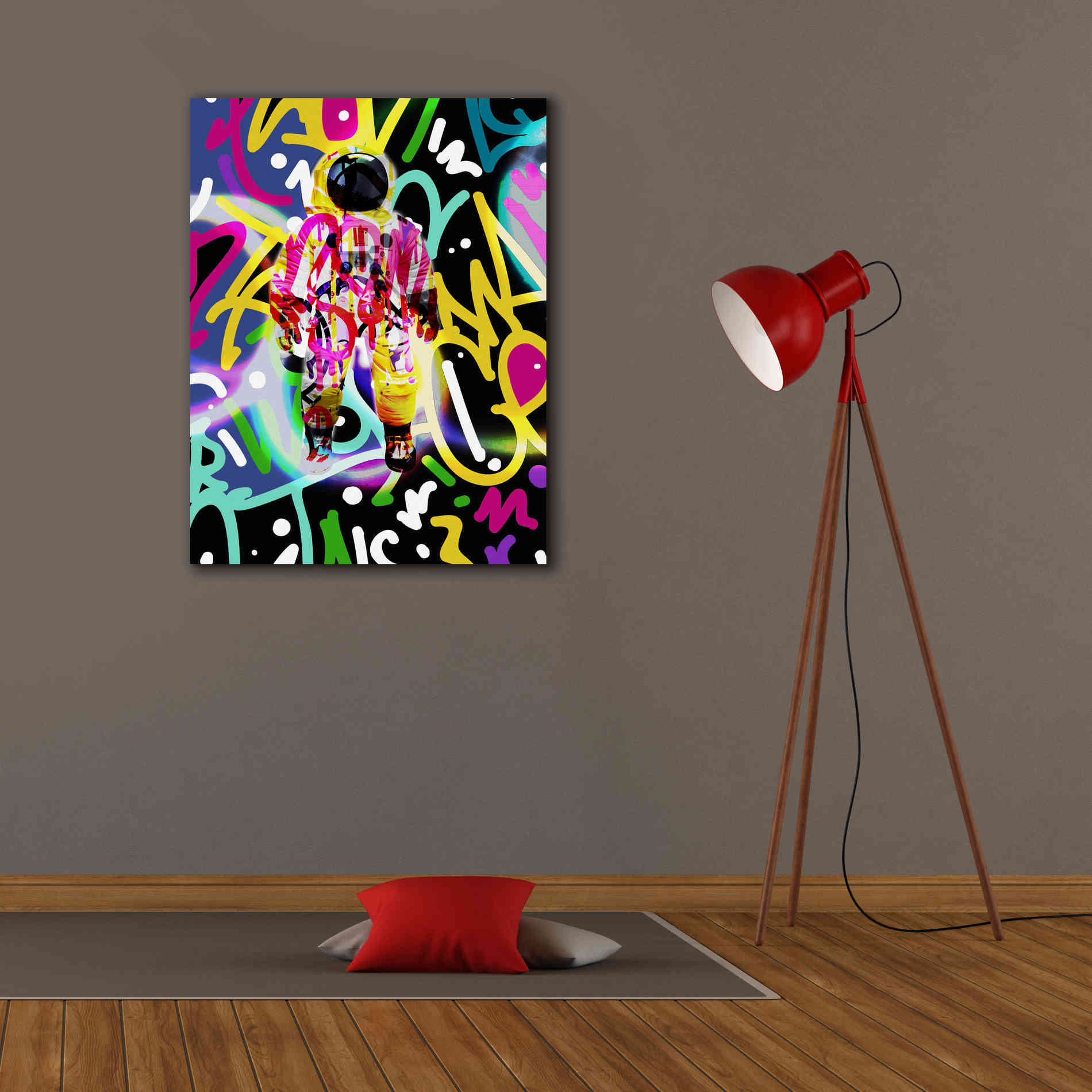'Colorful Astronaut Graffiti Art 12' by Irena Orlov Giclee Canvas Wall Art,26 x 34