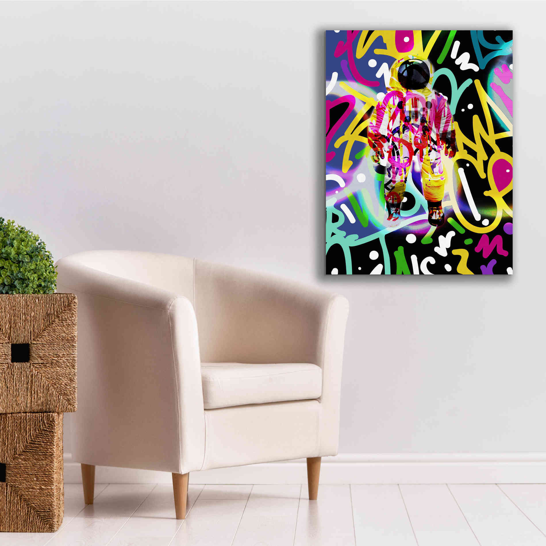 'Colorful Astronaut Graffiti Art 12' by Irena Orlov Giclee Canvas Wall Art,26 x 34