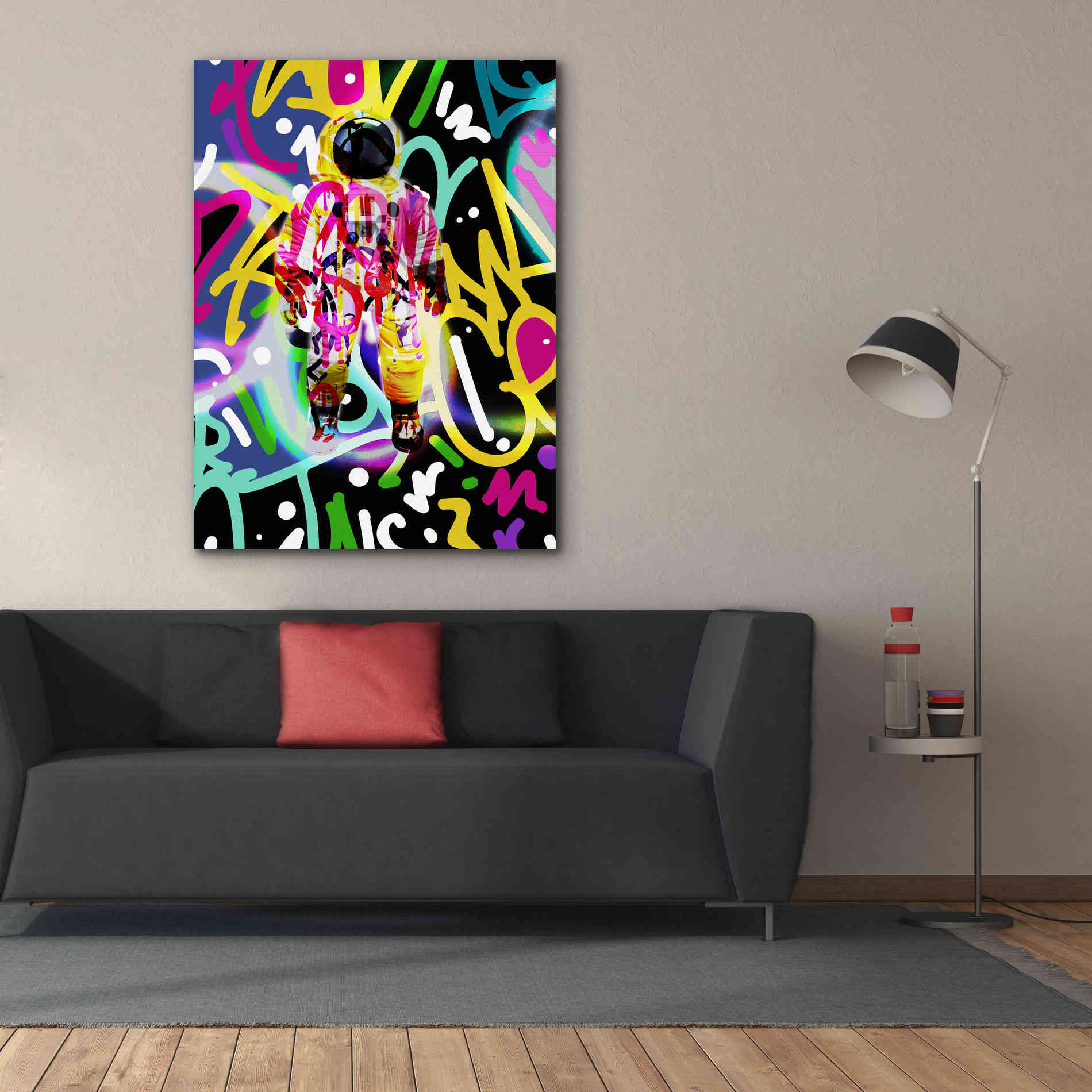 'Colorful Astronaut Graffiti Art 12' by Irena Orlov Giclee Canvas Wall Art,40 x 54