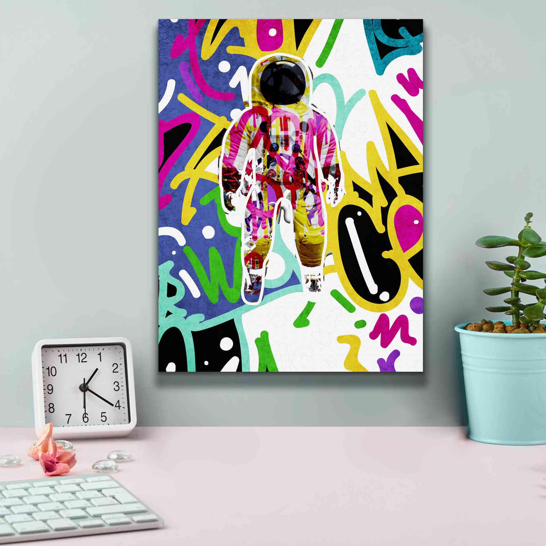 'Colorful Astronaut Graffiti Art 6 ' by Irena Orlov Giclee Canvas Wall Art,12 x 16