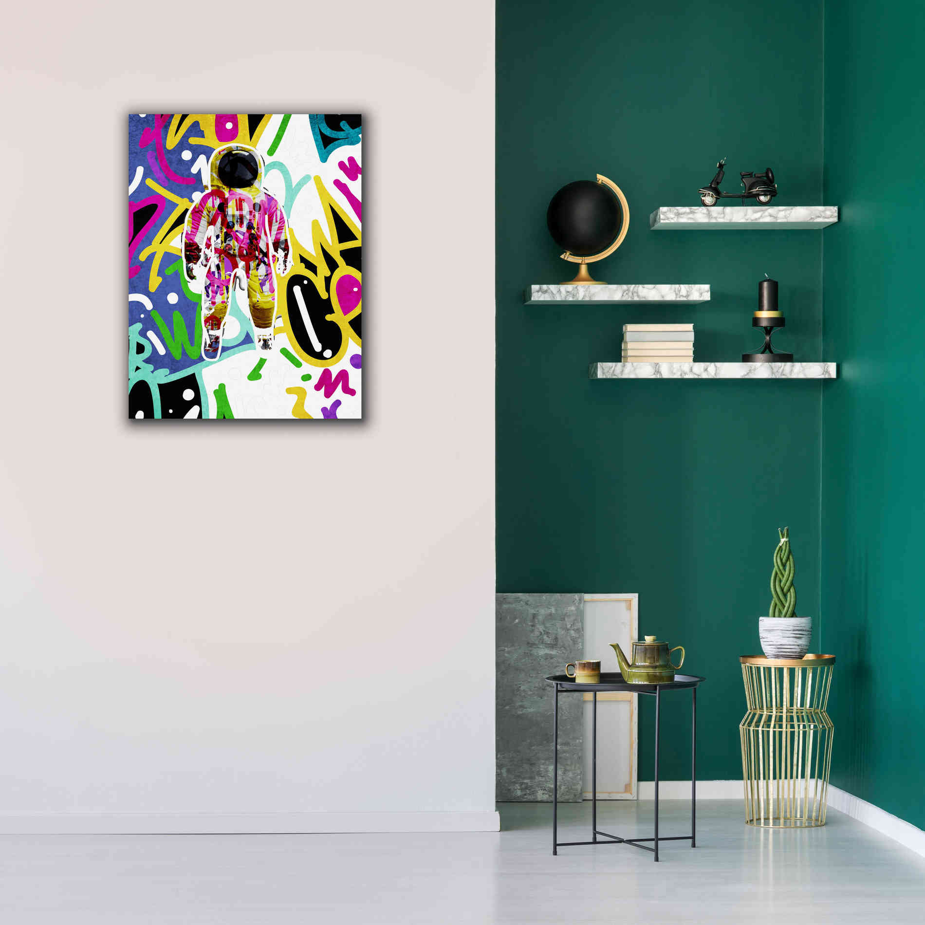 'Colorful Astronaut Graffiti Art 6 ' by Irena Orlov Giclee Canvas Wall Art,26 x 34
