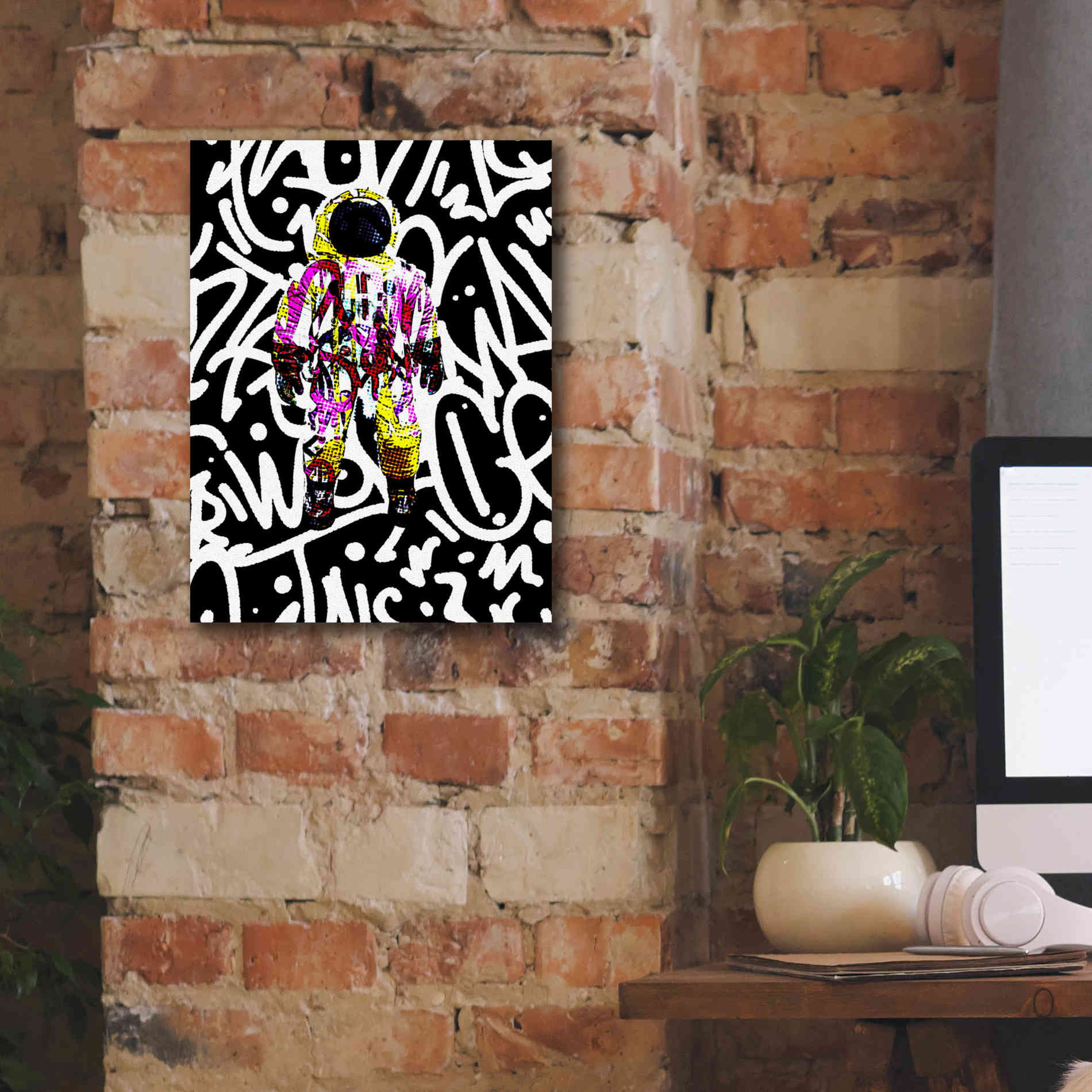 'Colorful Astronaut Graffiti Art 1' by Irena Orlov Giclee Canvas Wall Art,12 x 16
