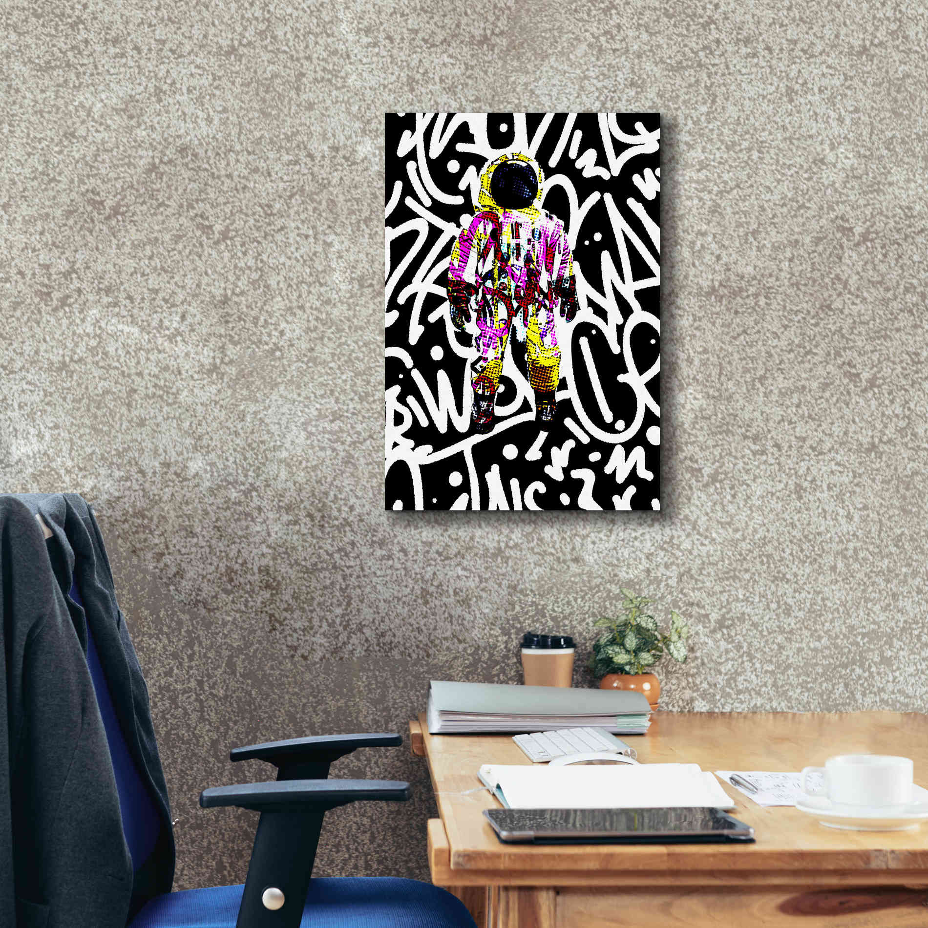 'Colorful Astronaut Graffiti Art 1' by Irena Orlov Giclee Canvas Wall Art,18 x 26