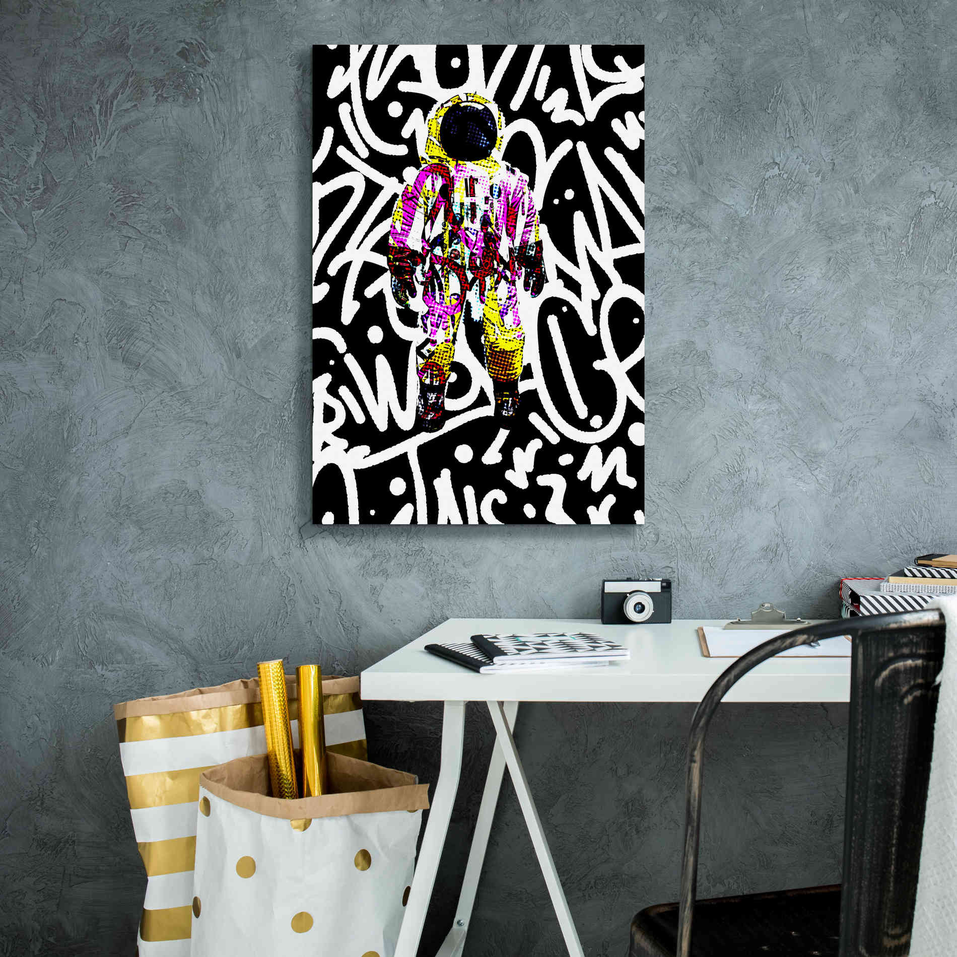 'Colorful Astronaut Graffiti Art 1' by Irena Orlov Giclee Canvas Wall Art,18 x 26