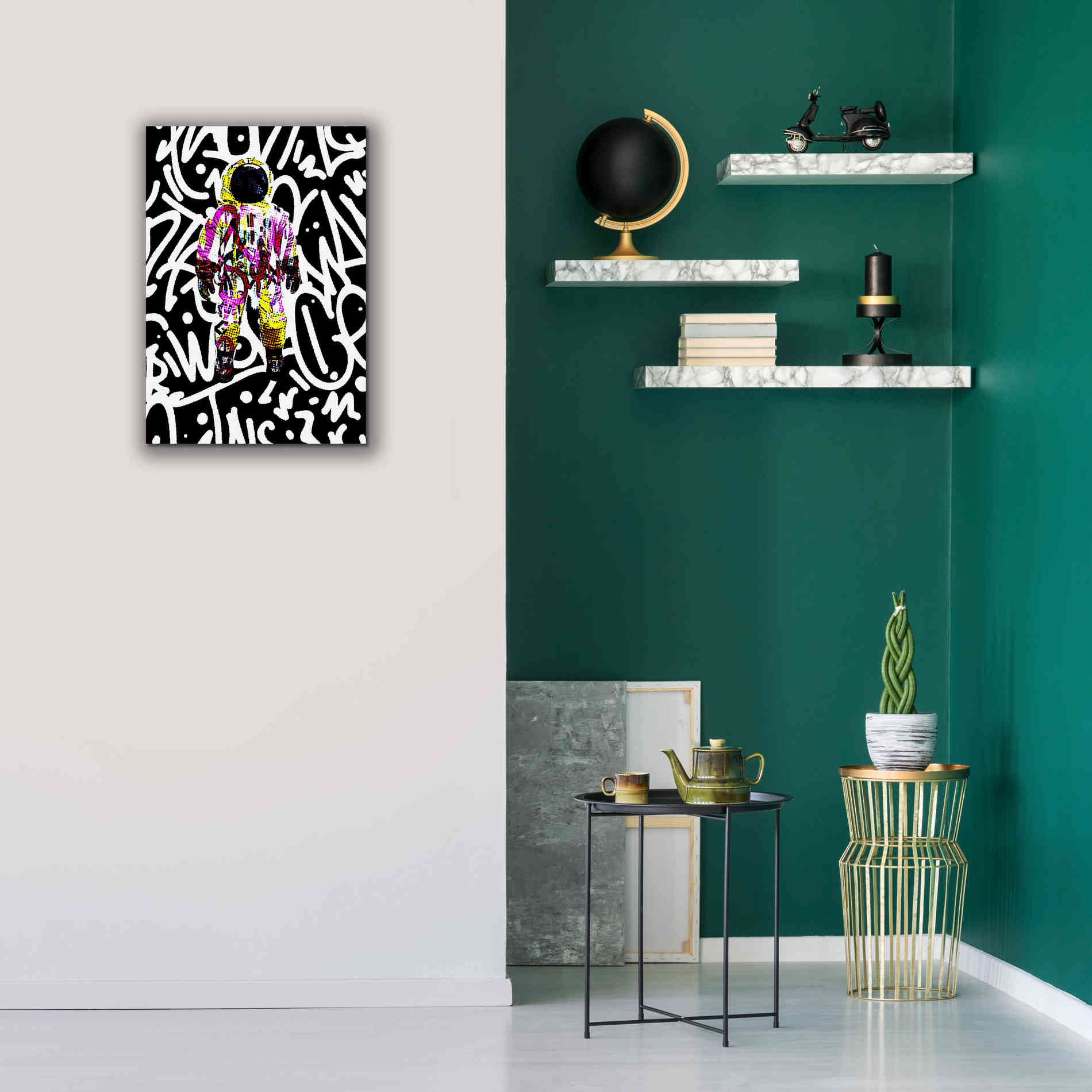 'Colorful Astronaut Graffiti Art 1' by Irena Orlov Giclee Canvas Wall Art,18 x 26
