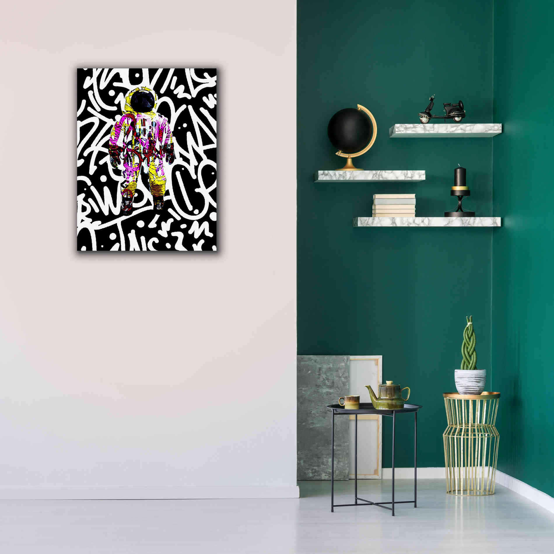 'Colorful Astronaut Graffiti Art 1' by Irena Orlov Giclee Canvas Wall Art,26 x 34