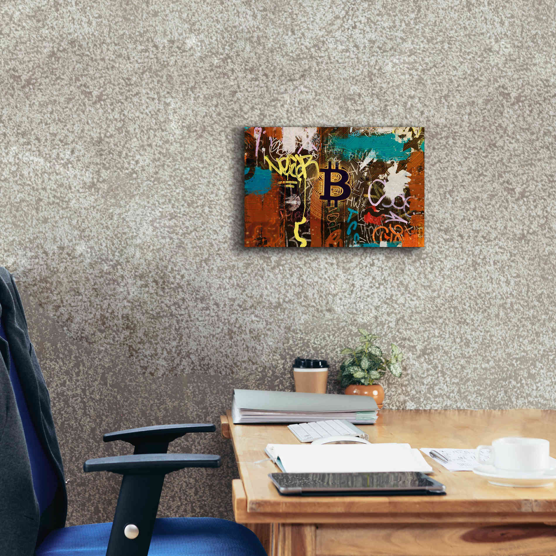 'Graffiti Bitcoin 1' by Irena Orlov Giclee Canvas Wall Art,18 x 12