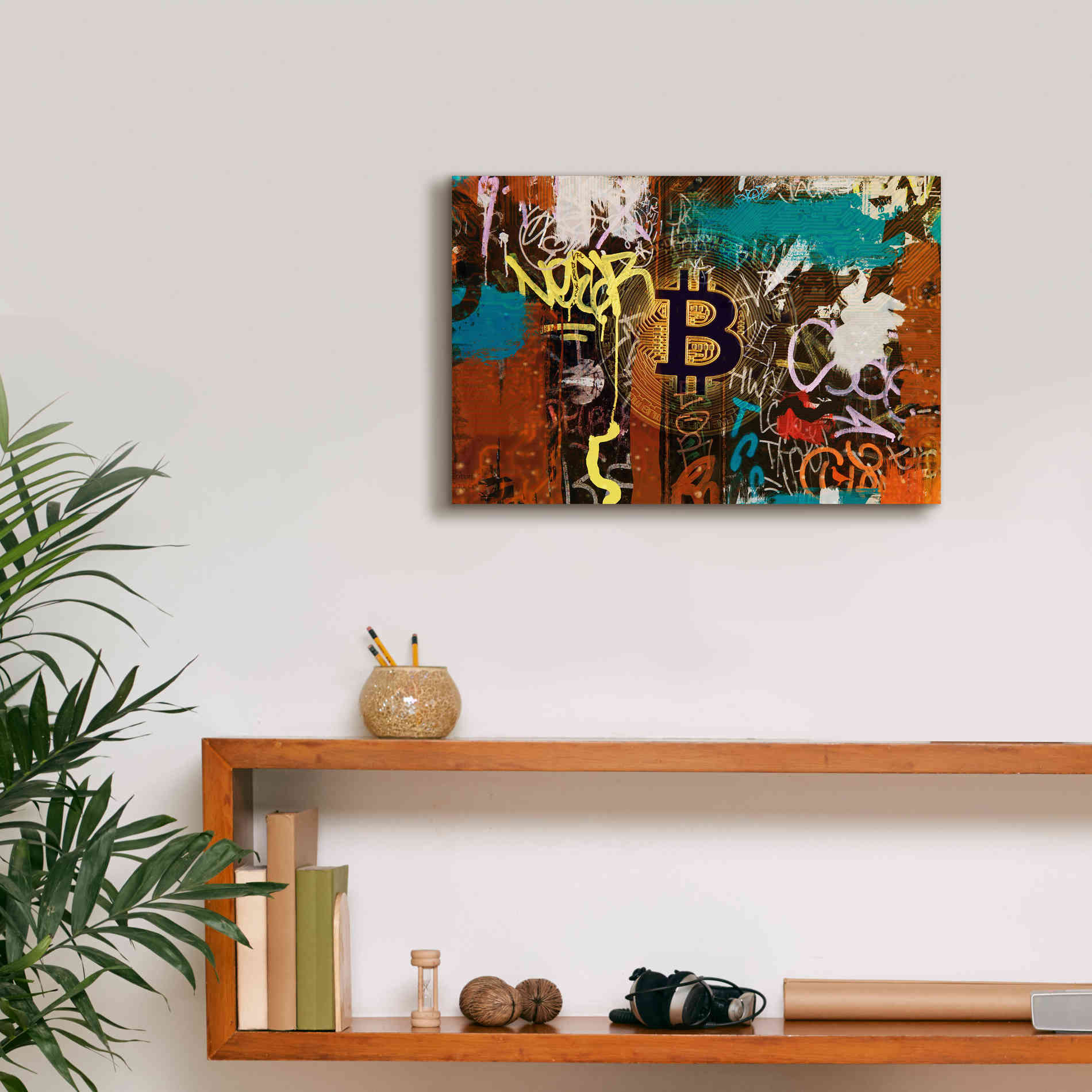'Graffiti Bitcoin 1' by Irena Orlov Giclee Canvas Wall Art,18 x 12