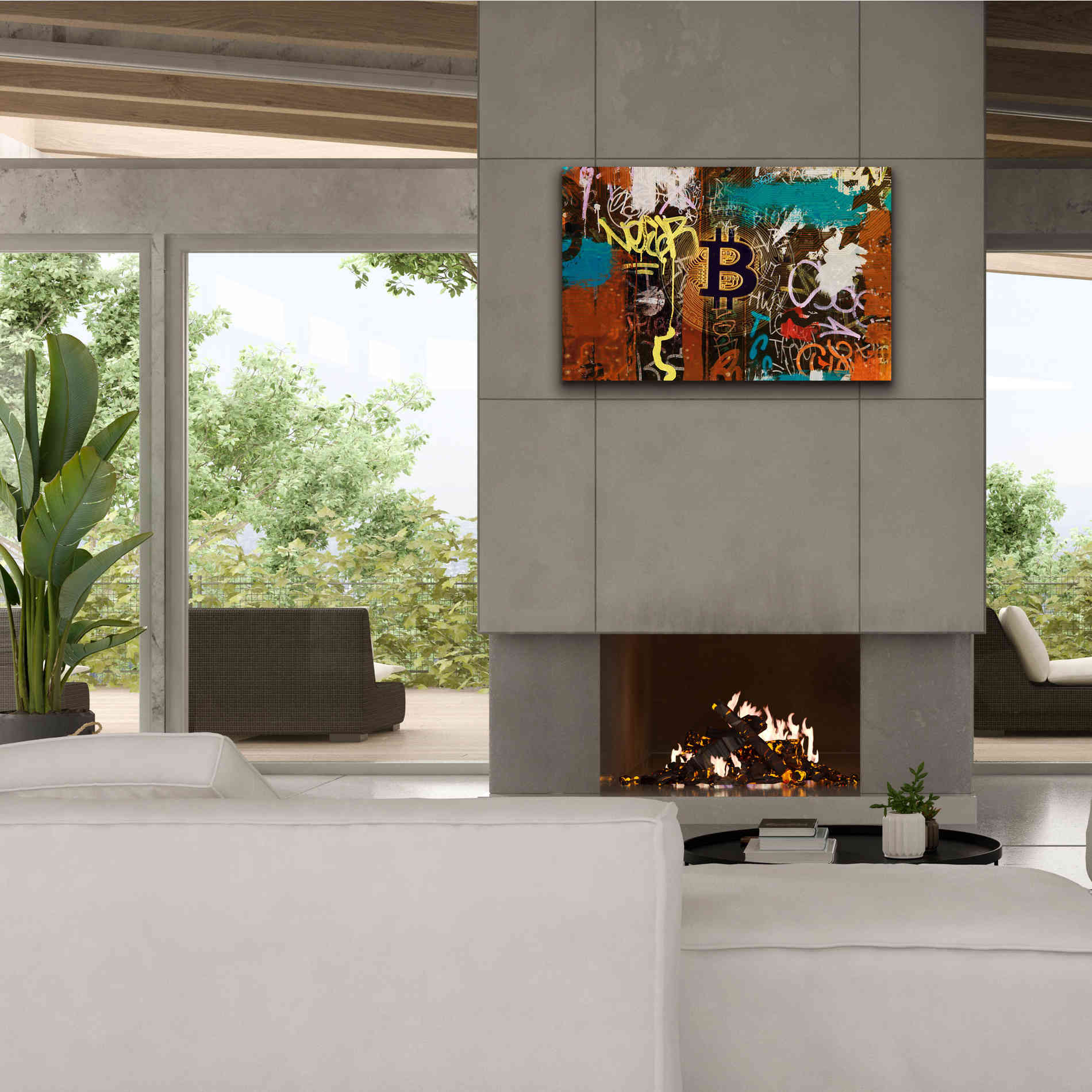 'Graffiti Bitcoin 1' by Irena Orlov Giclee Canvas Wall Art,40 x 26