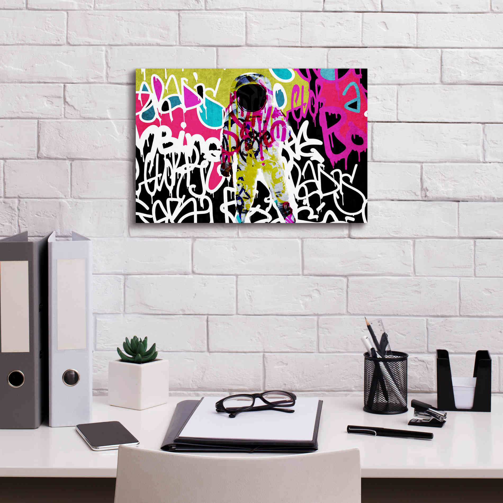 'Astronaut Graffiti Art 5' by Irena Orlov Giclee Canvas Wall Art,18 x 12