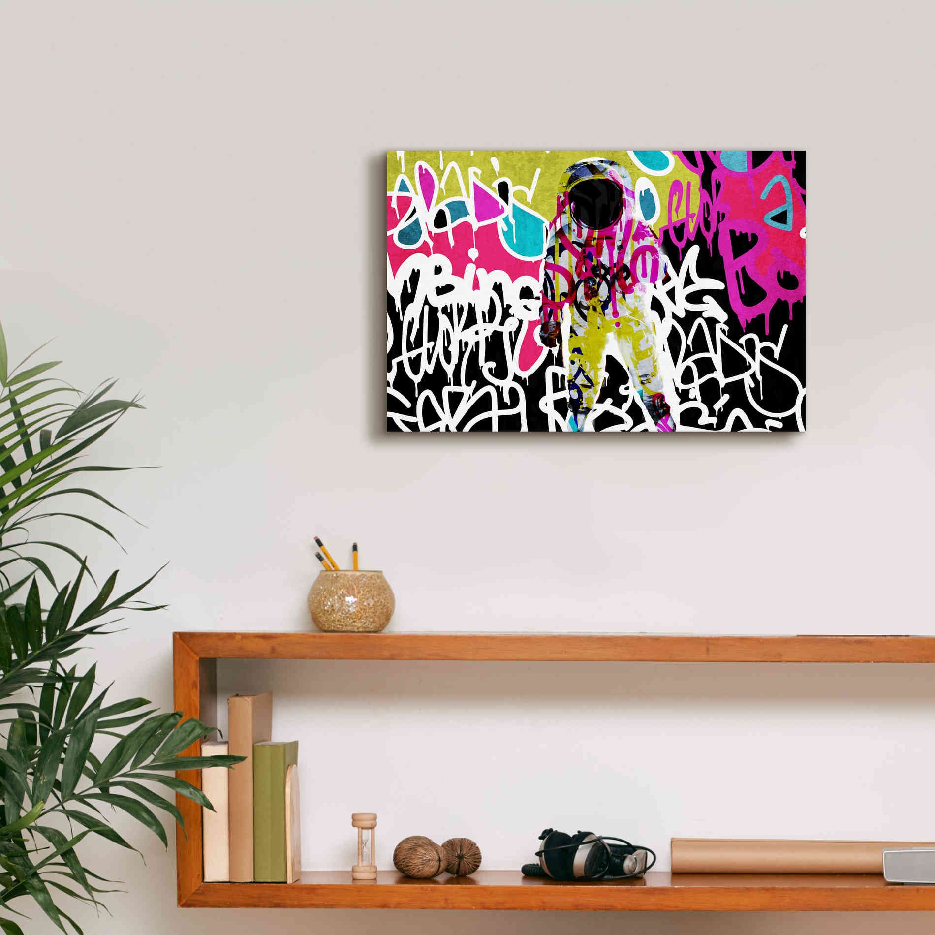 'Astronaut Graffiti Art 5' by Irena Orlov Giclee Canvas Wall Art,18 x 12