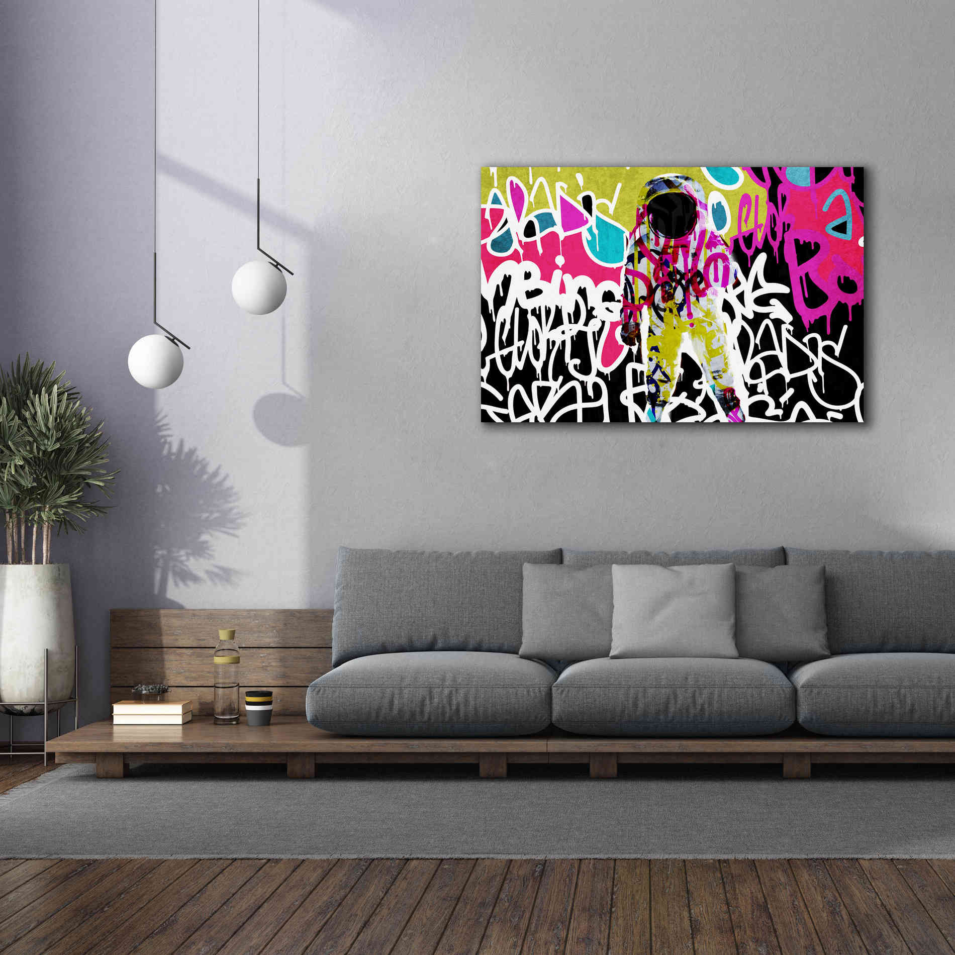 'Astronaut Graffiti Art 5' by Irena Orlov Giclee Canvas Wall Art,60 x 40