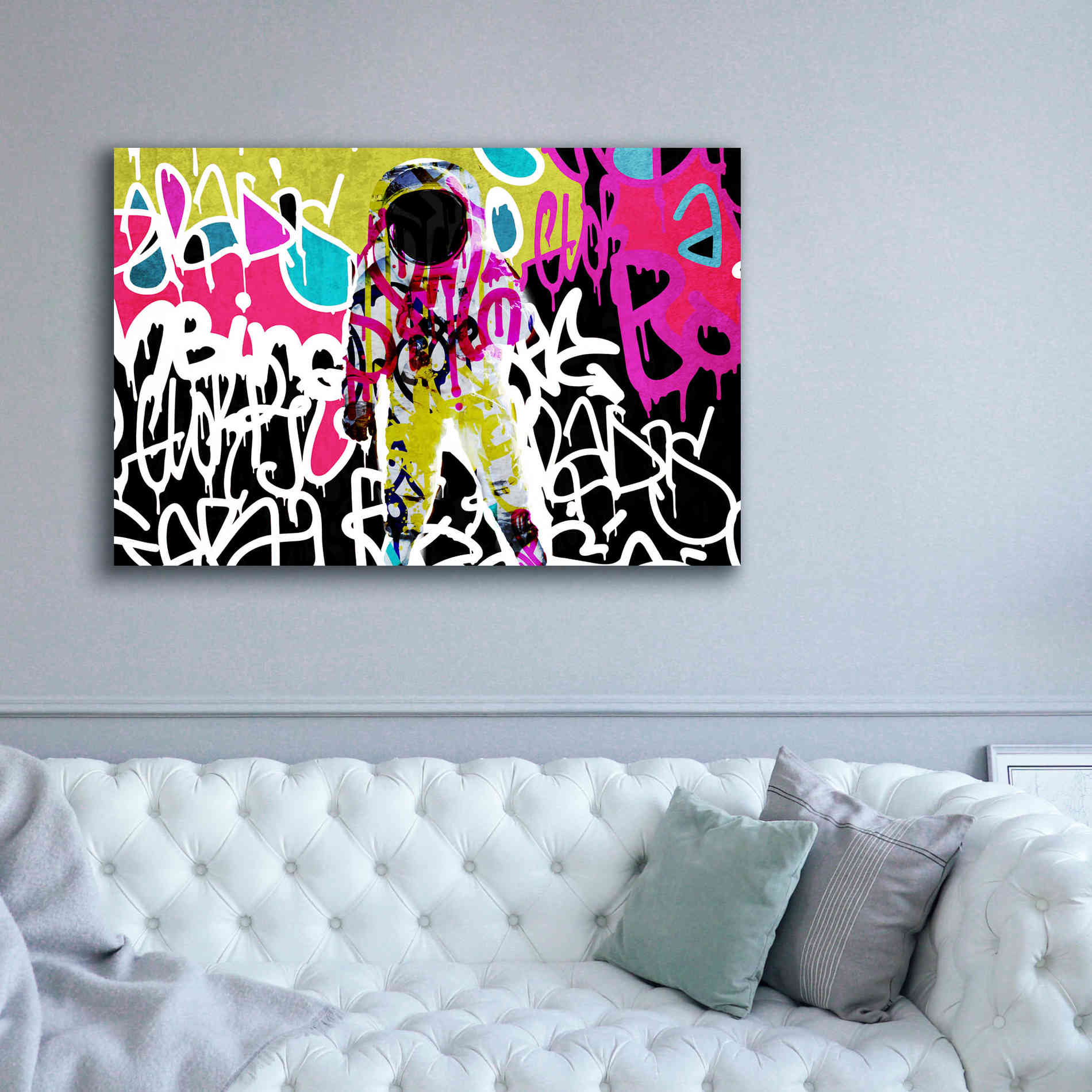 'Astronaut Graffiti Art 5' by Irena Orlov Giclee Canvas Wall Art,60 x 40