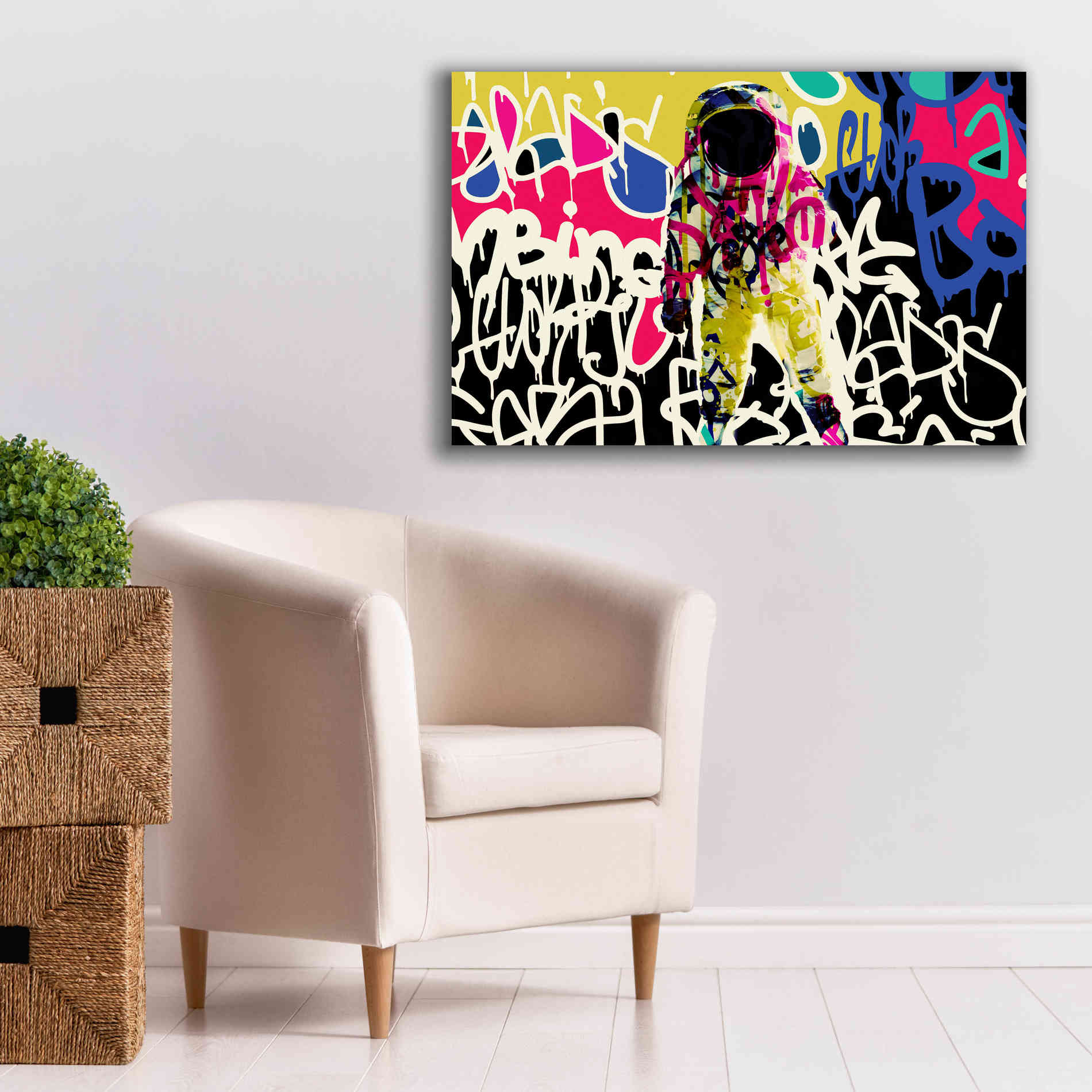 'Astronaut Graffiti Art 17' by Irena Orlov Giclee Canvas Wall Art,40 x 26