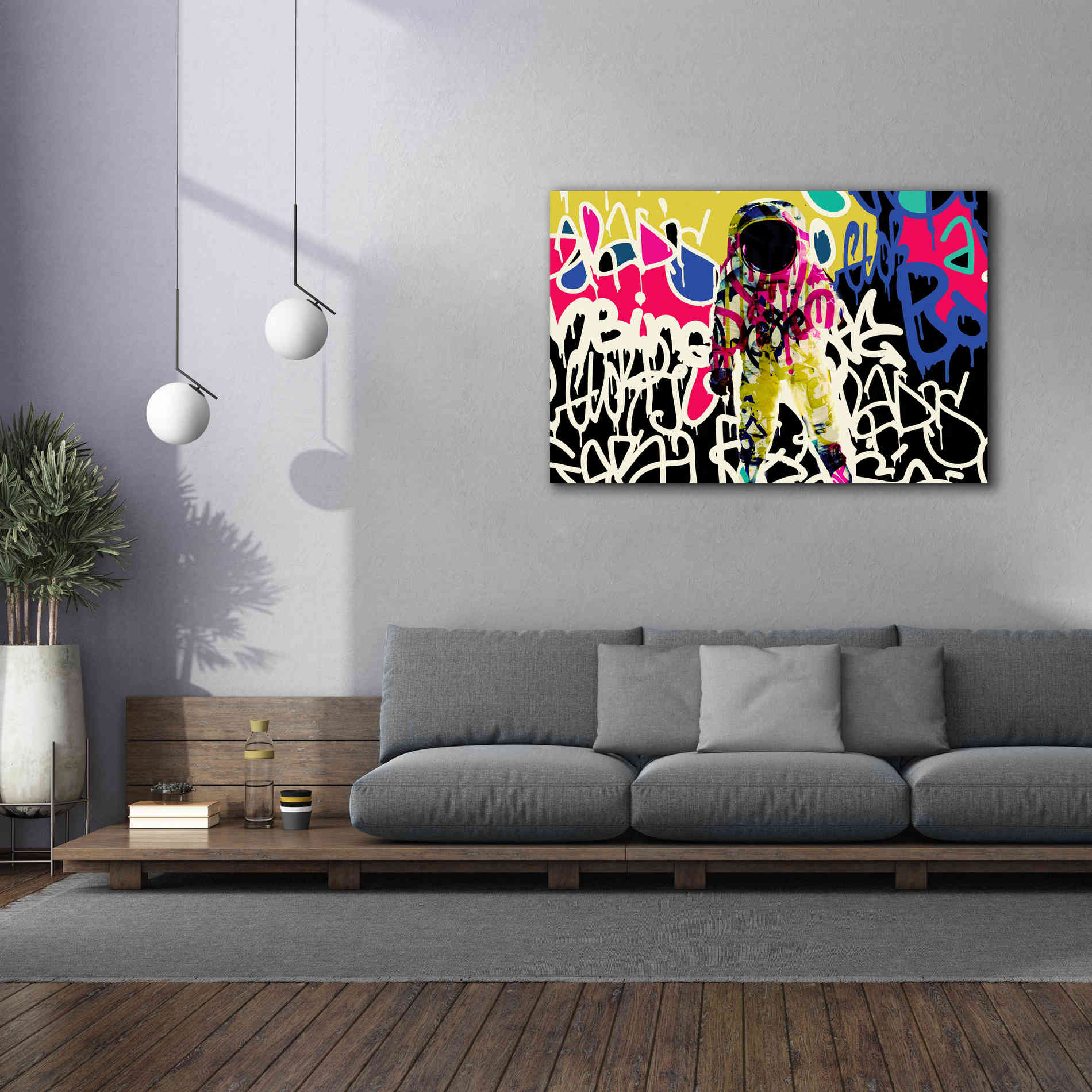 'Astronaut Graffiti Art 17' by Irena Orlov Giclee Canvas Wall Art,60 x 40