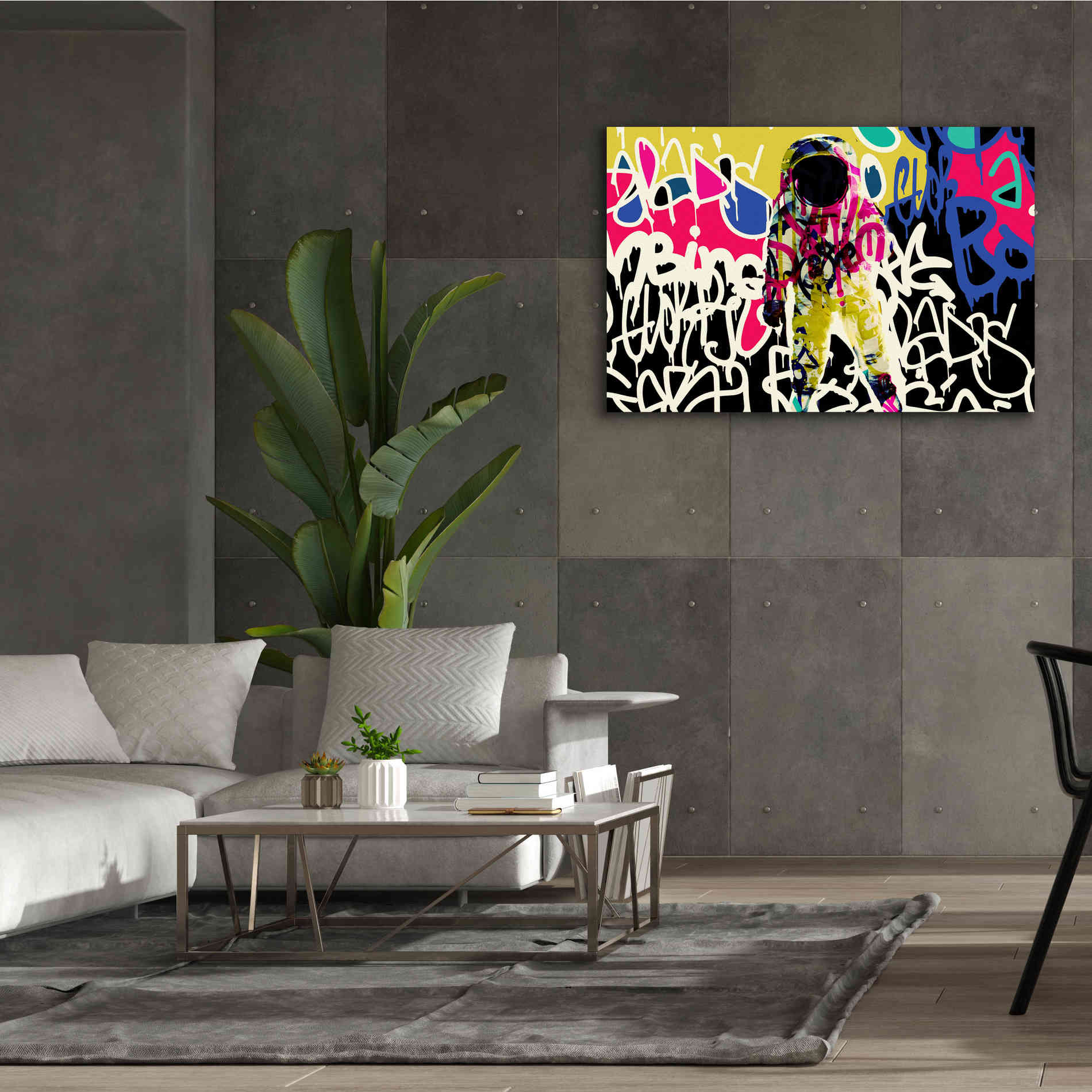 'Astronaut Graffiti Art 17' by Irena Orlov Giclee Canvas Wall Art,60 x 40