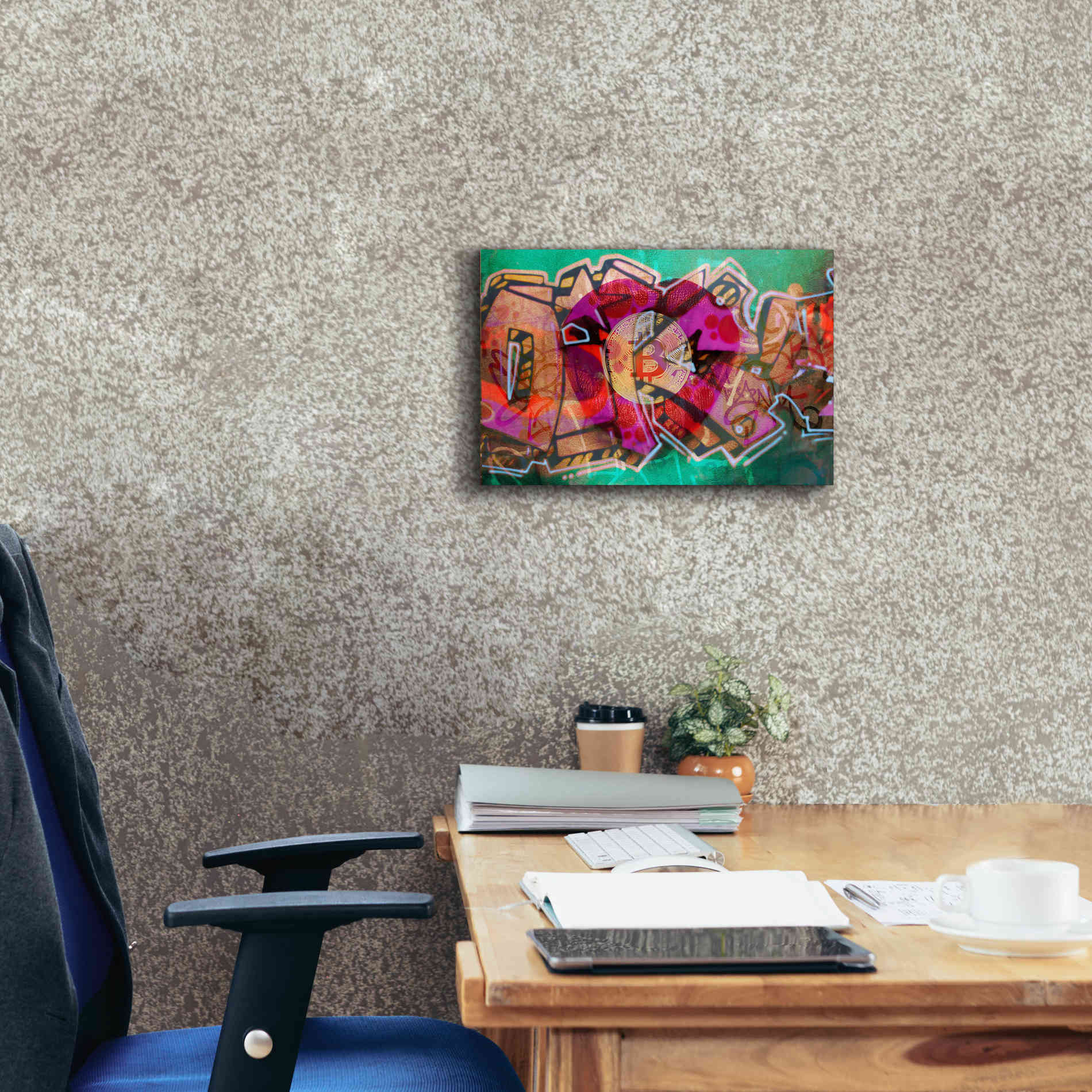 'I Love Bitcoin Graffiti 2' by Irena Orlov Giclee Canvas Wall Art,18 x 12