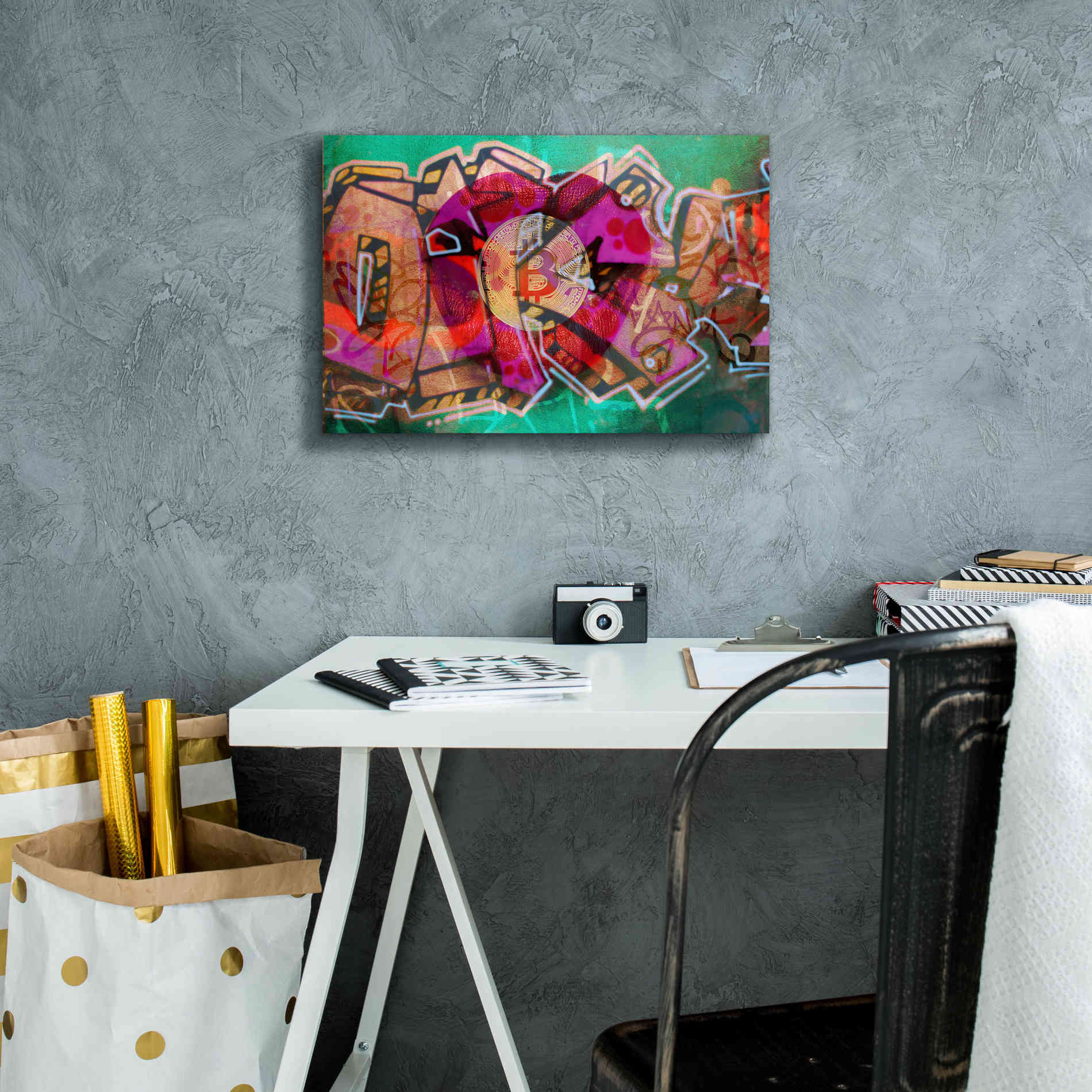'I Love Bitcoin Graffiti 2' by Irena Orlov Giclee Canvas Wall Art,18 x 12