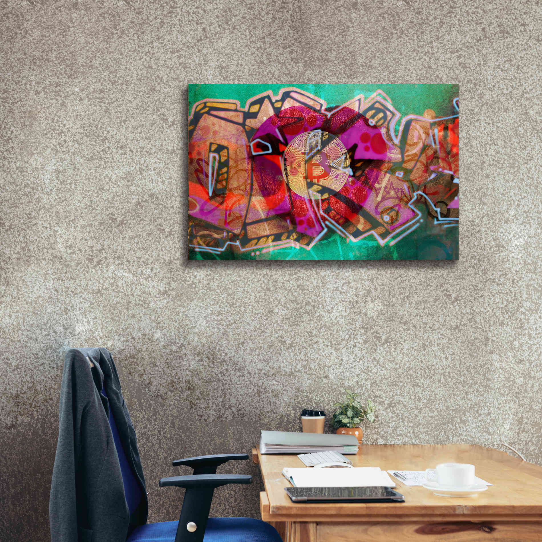 'I Love Bitcoin Graffiti 2' by Irena Orlov Giclee Canvas Wall Art,40 x 26