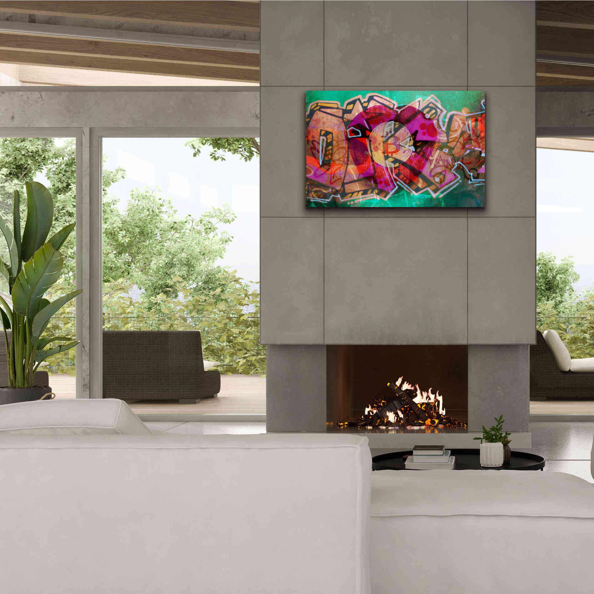 'I Love Bitcoin Graffiti 2' by Irena Orlov Giclee Canvas Wall Art,40 x 26