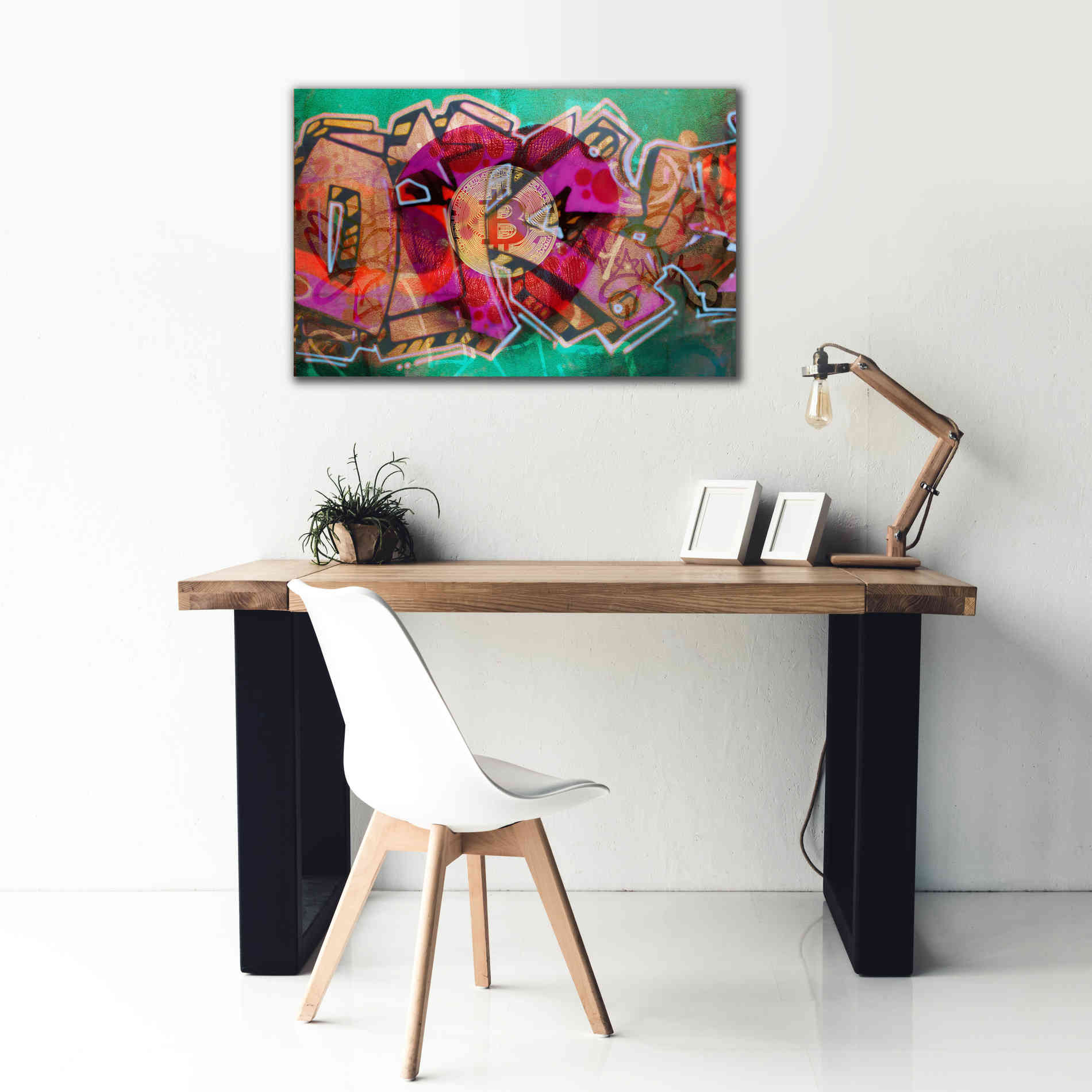 'I Love Bitcoin Graffiti 2' by Irena Orlov Giclee Canvas Wall Art,40 x 26