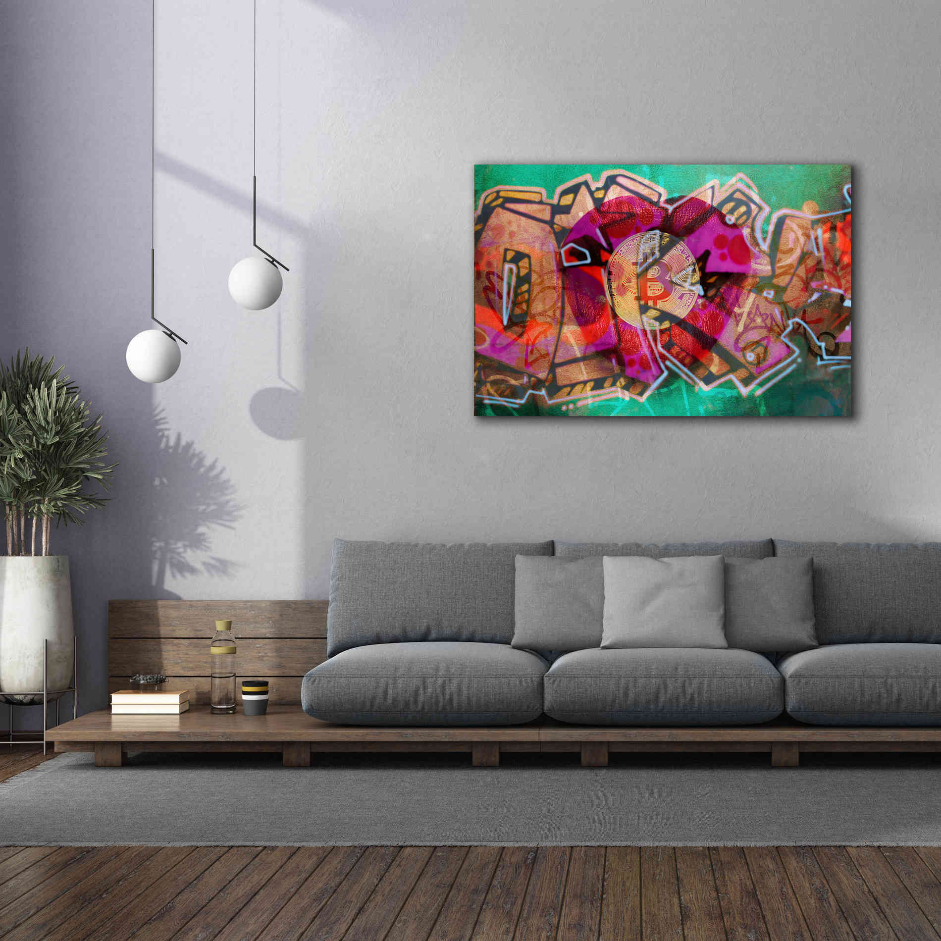 'I Love Bitcoin Graffiti 2' by Irena Orlov Giclee Canvas Wall Art,60 x 40