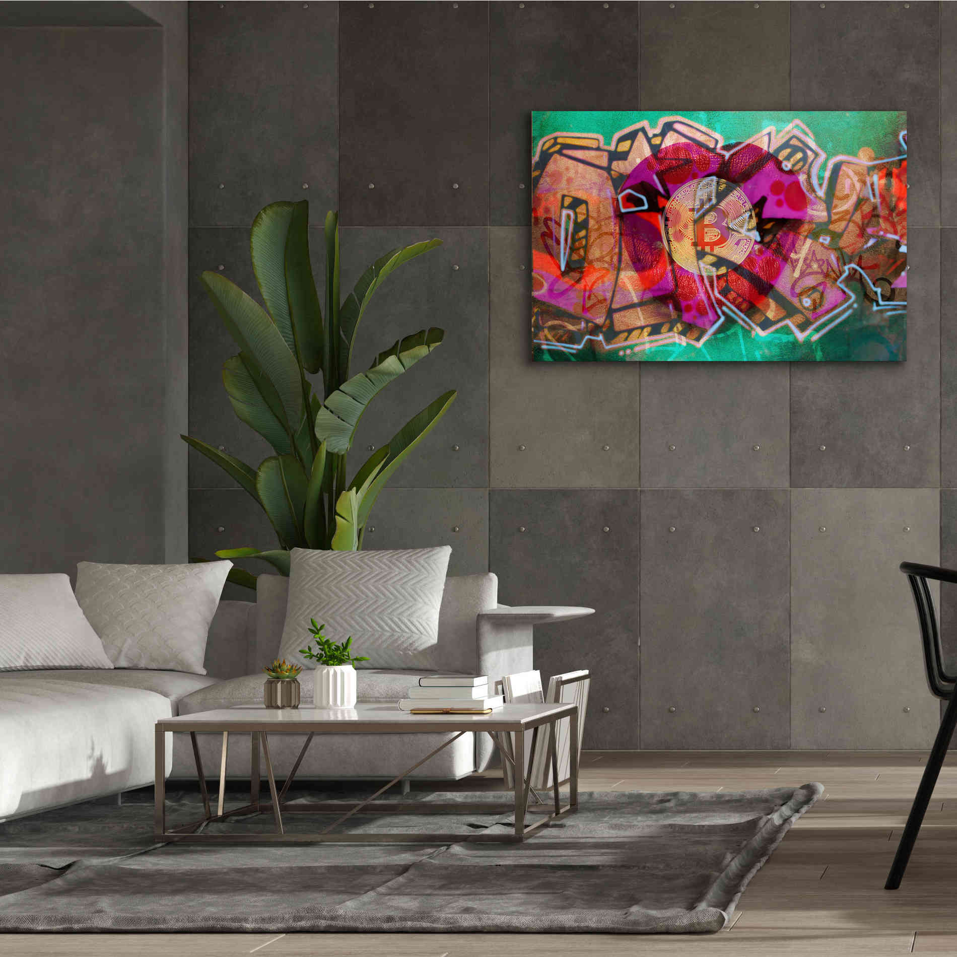 'I Love Bitcoin Graffiti 2' by Irena Orlov Giclee Canvas Wall Art,60 x 40