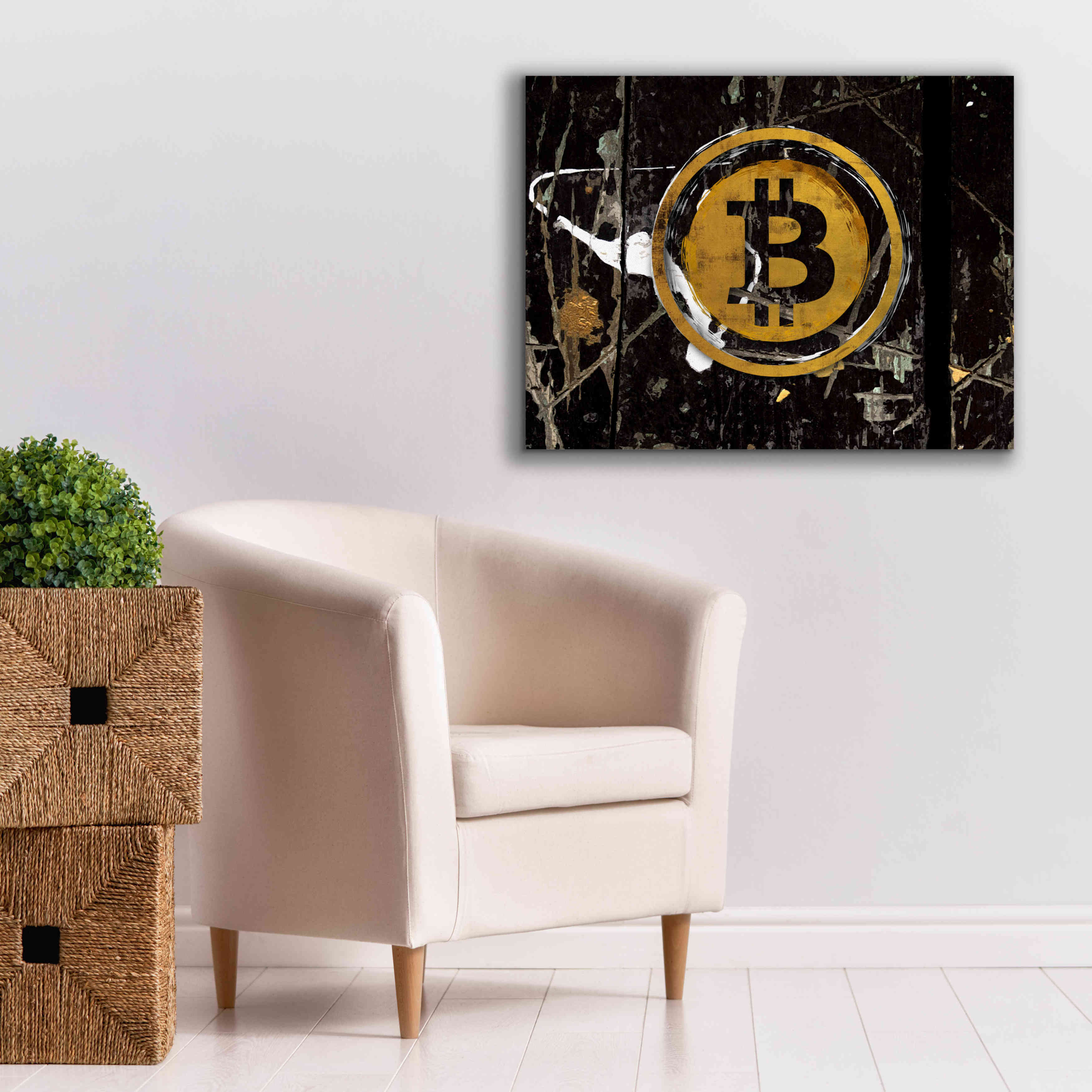 'Bitcoin Splash' by Karen Smith Giclee Canvas Wall Art,34x26