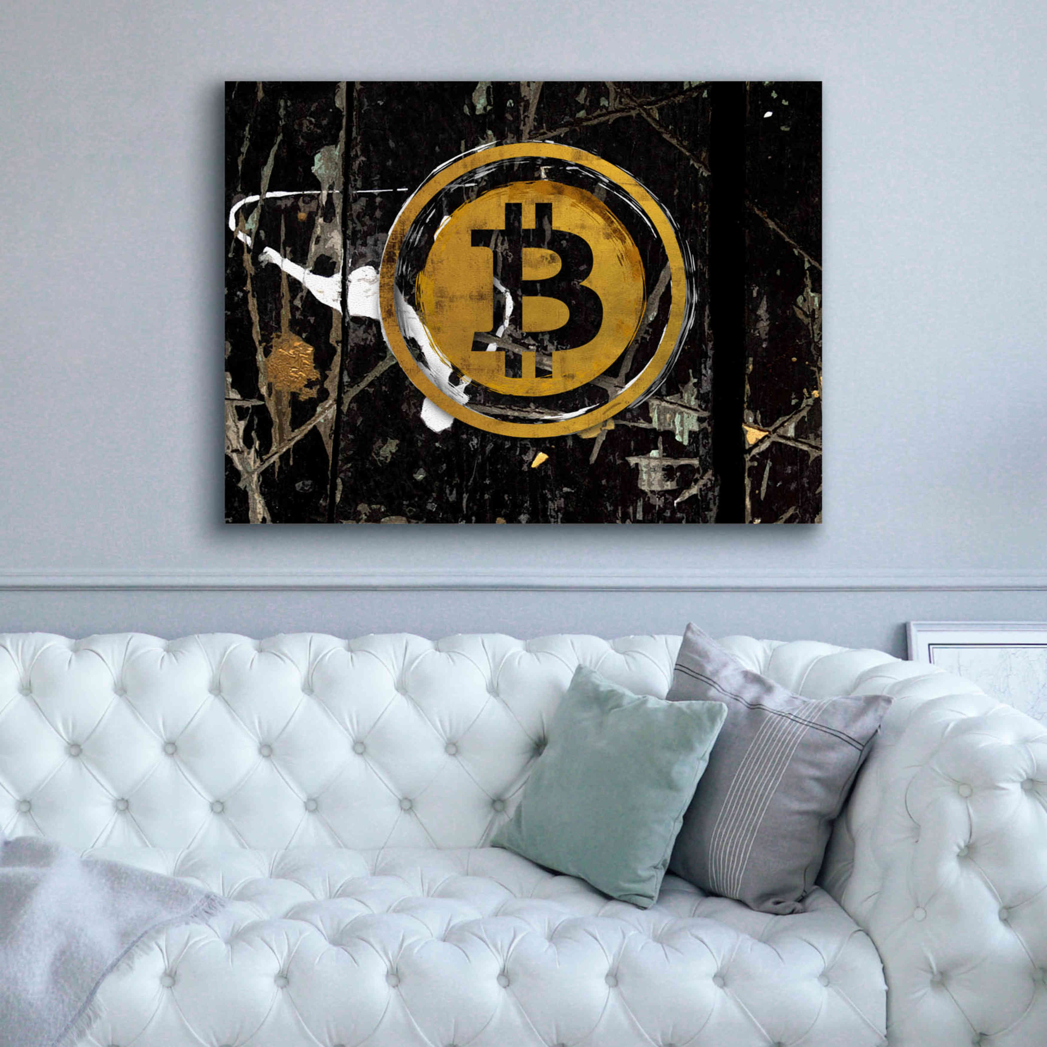 'Bitcoin Splash' by Karen Smith Giclee Canvas Wall Art,54x40
