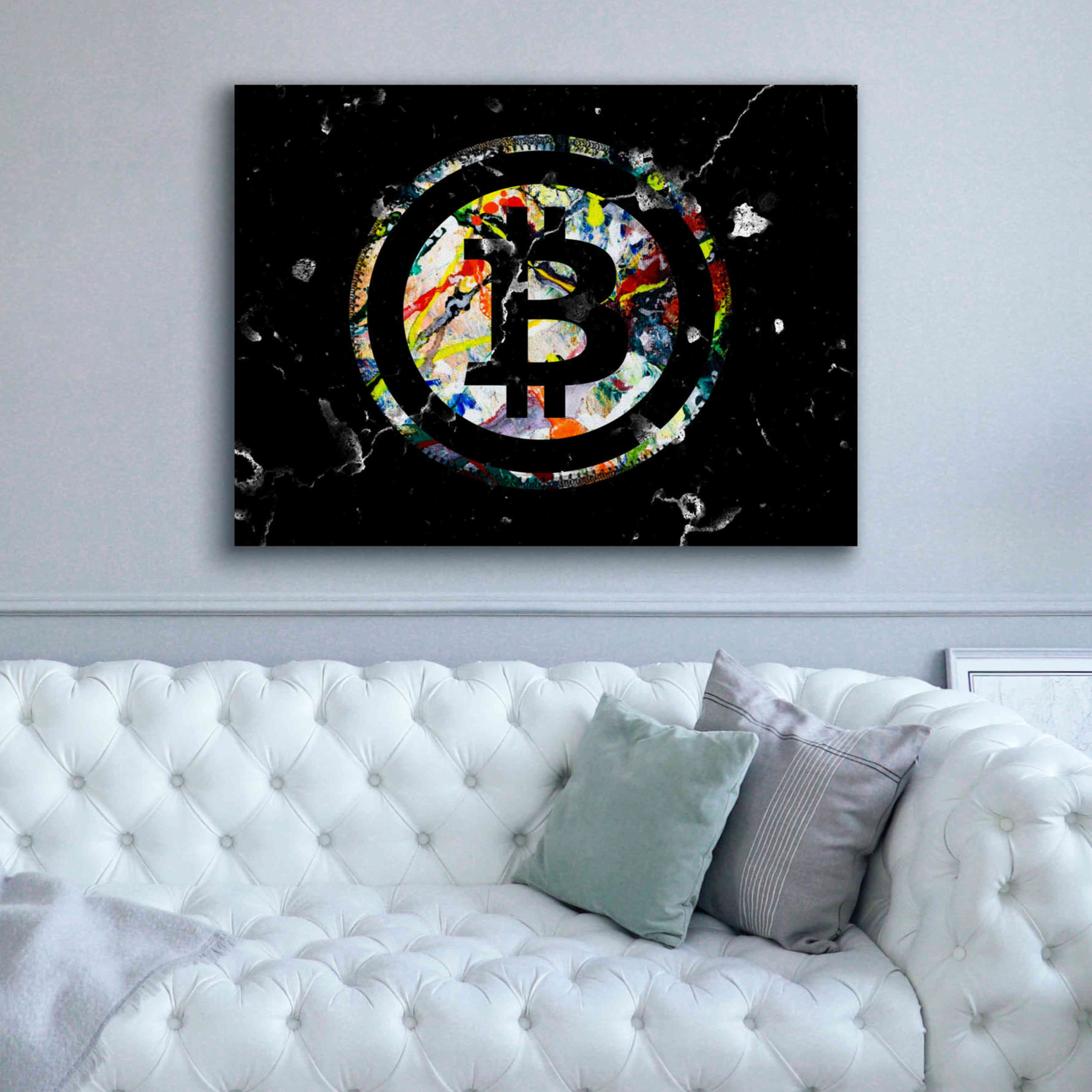 'Bitcoin Paint' by Karen Smith Giclee Canvas Wall Art,54x40