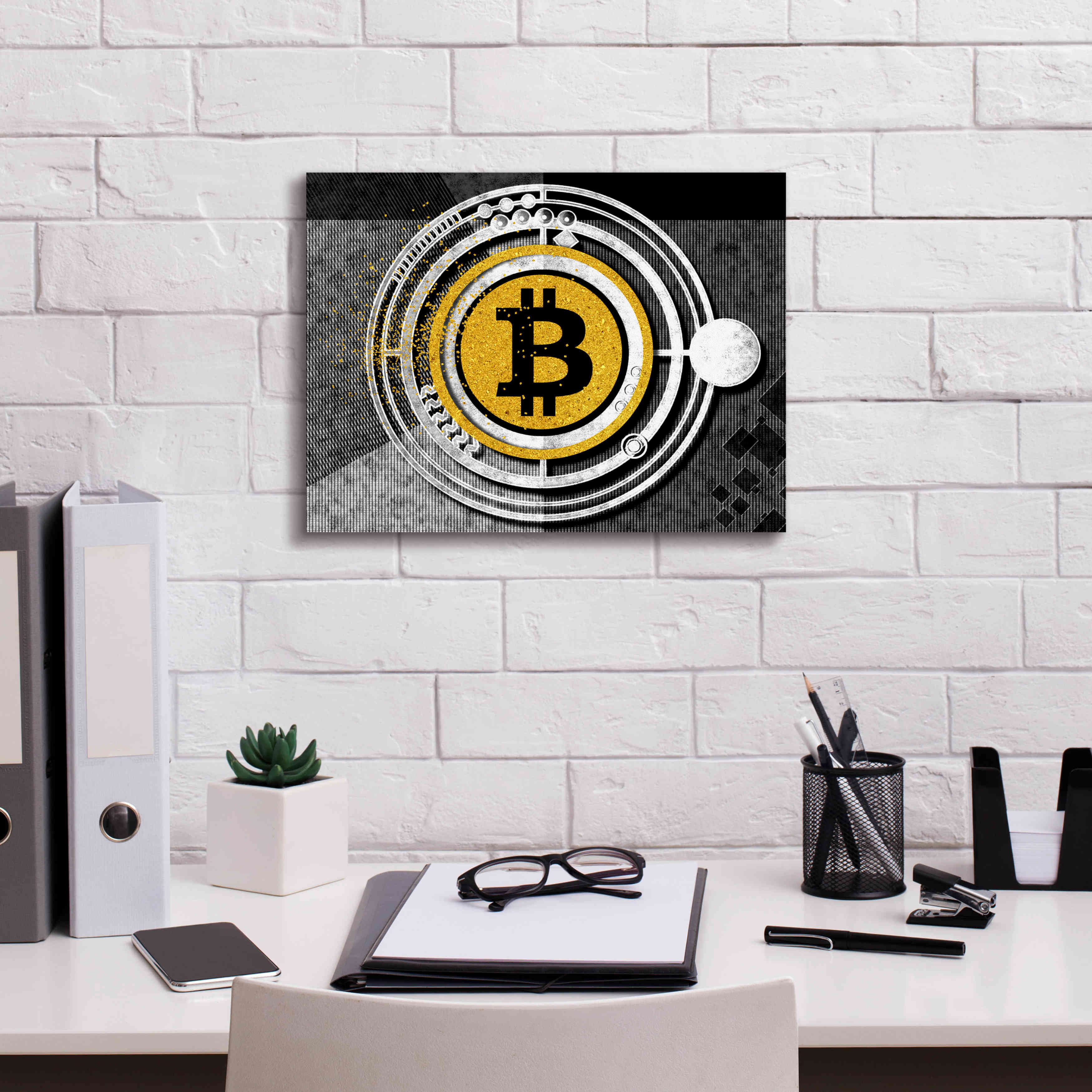 'Bitcoin Glitterball' by Karen Smith Giclee Canvas Wall Art,16x12