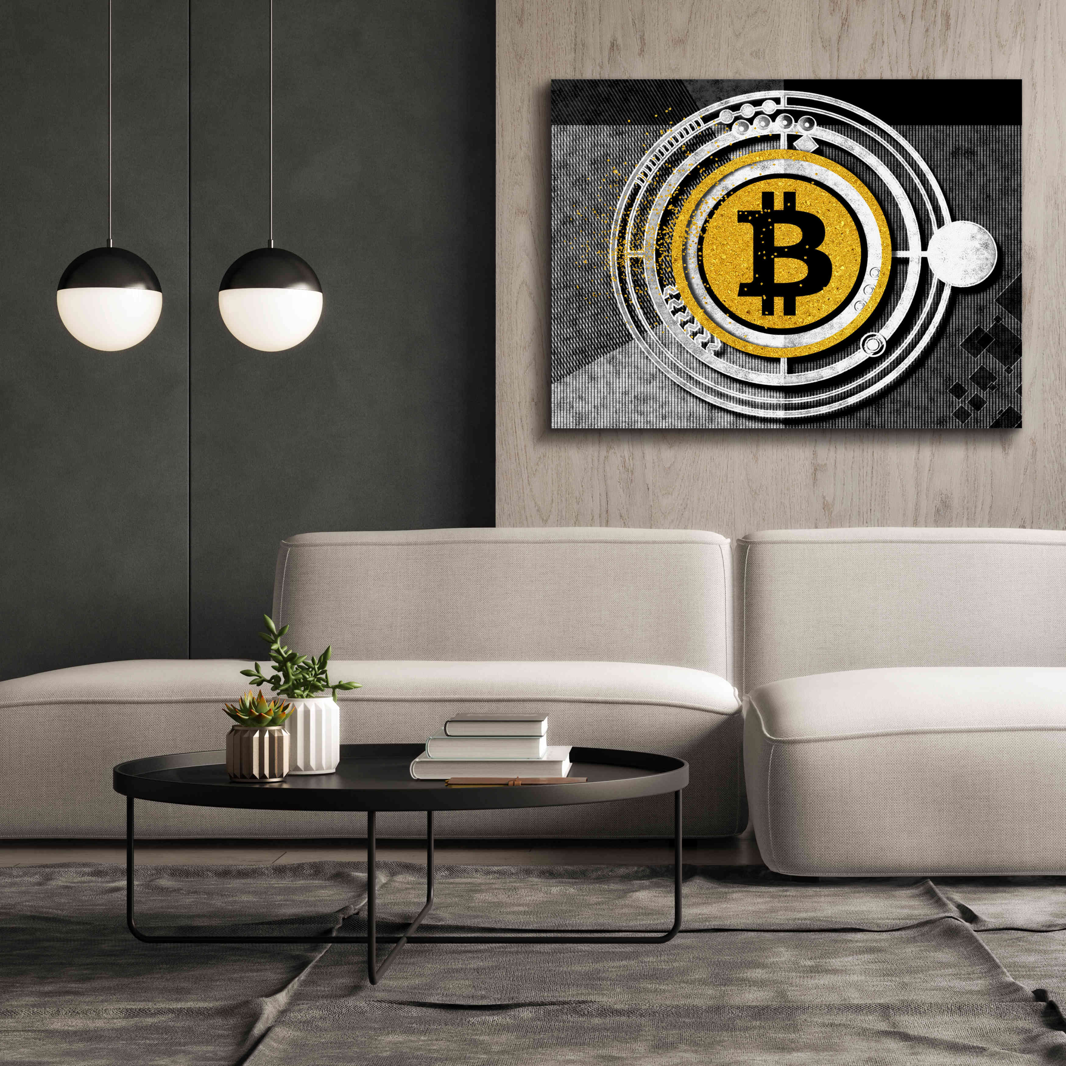 'Bitcoin Glitterball' by Karen Smith Giclee Canvas Wall Art,54x40