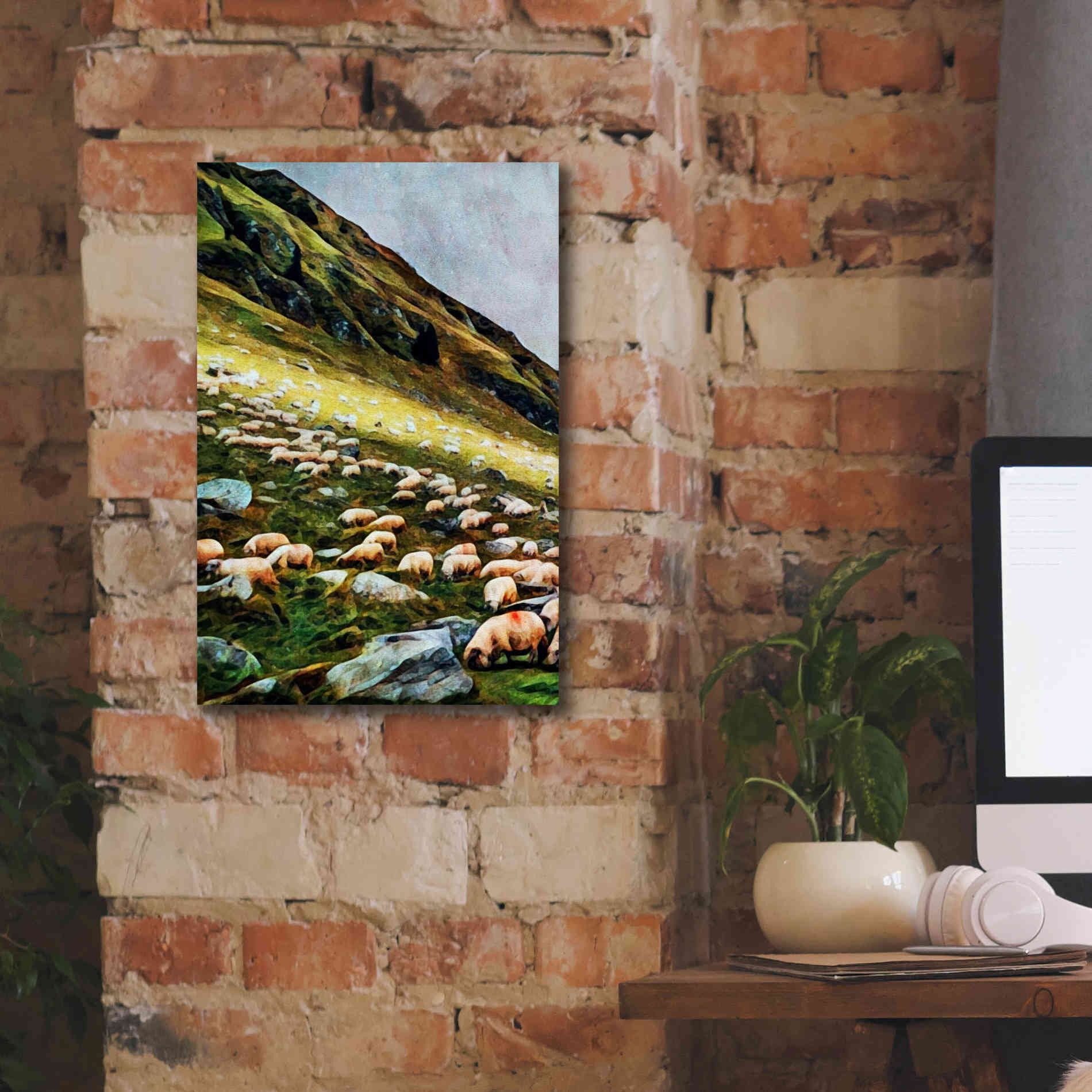 'Highland Hillside Herd' by Ashley Aldridge Giclee Canvas Wall Art,12 x 18