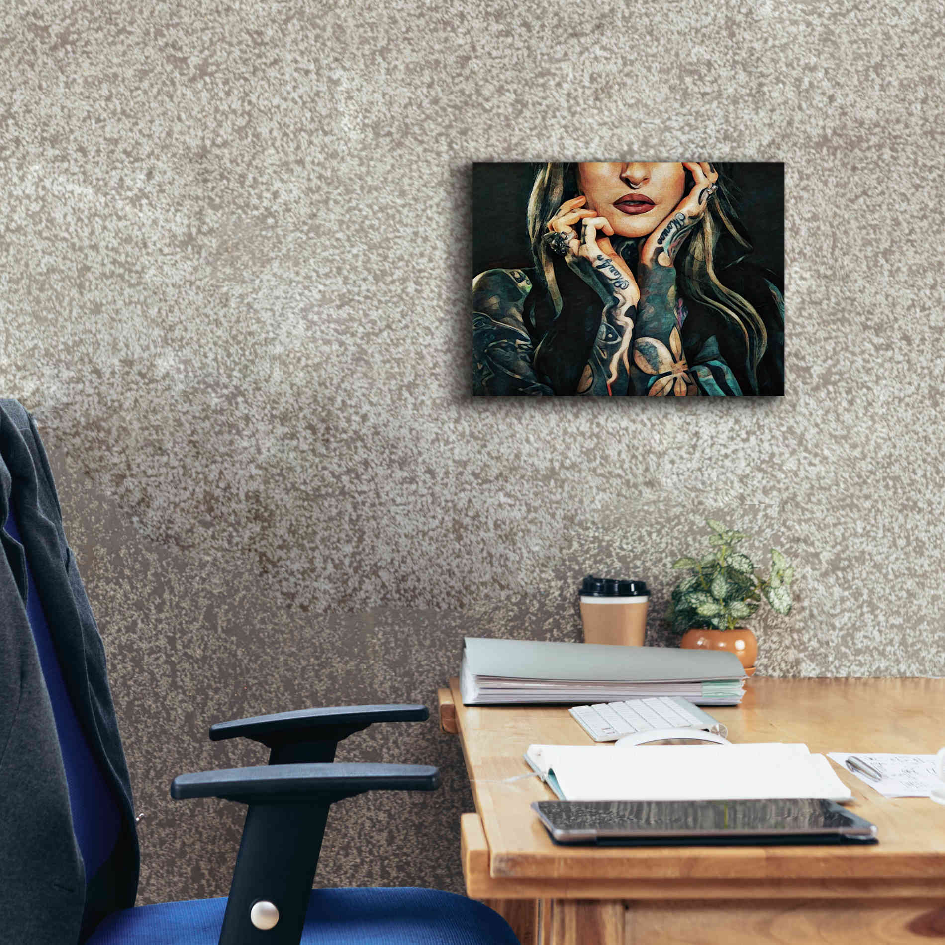 'Tattooed Temptress' by Ashley Aldridge Giclee Canvas Wall Art,16 x 12