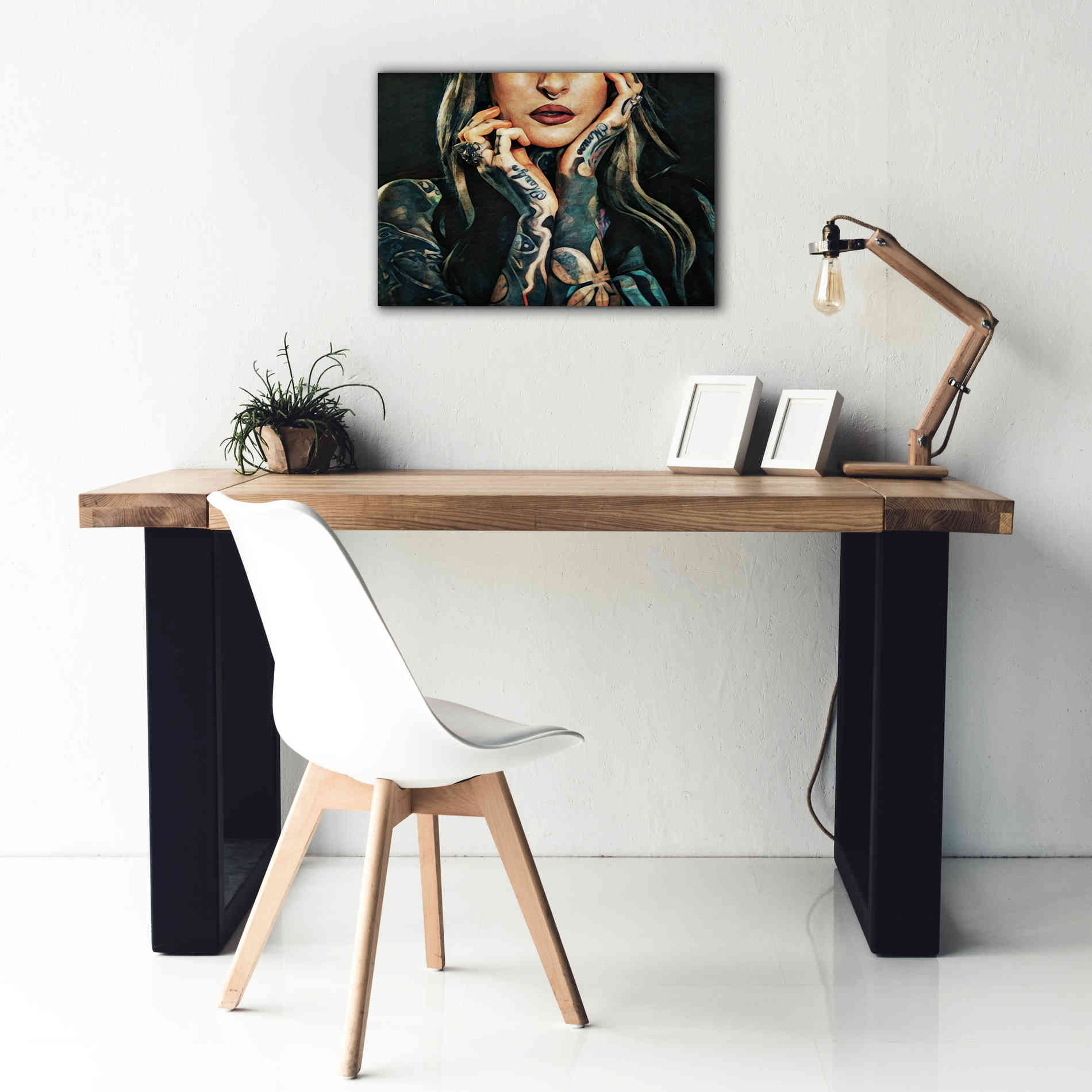 'Tattooed Temptress' by Ashley Aldridge Giclee Canvas Wall Art,26 x 18
